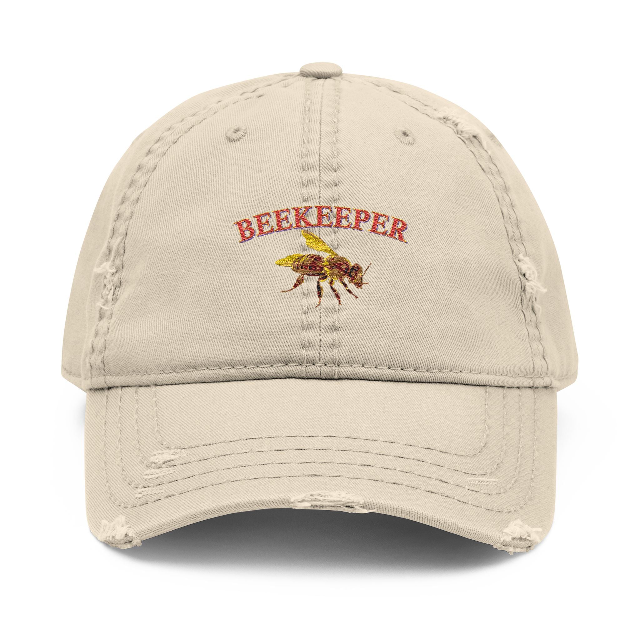 Beekeeper Embroidered Distressed Dad Hat — Vintage Beekeeping Cap