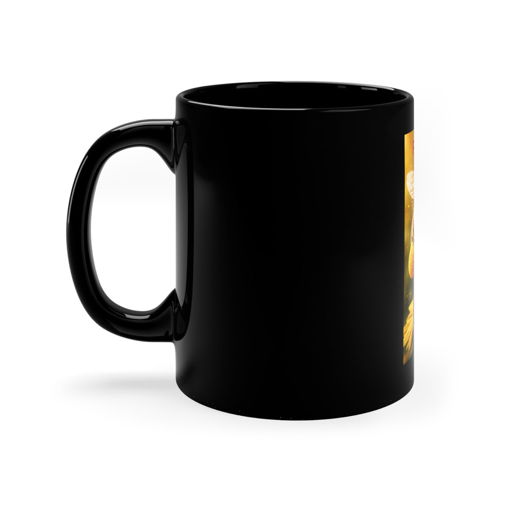 Forager Bee Black Coffee Mug – Cute Bee with Pollen Basket, 11oz