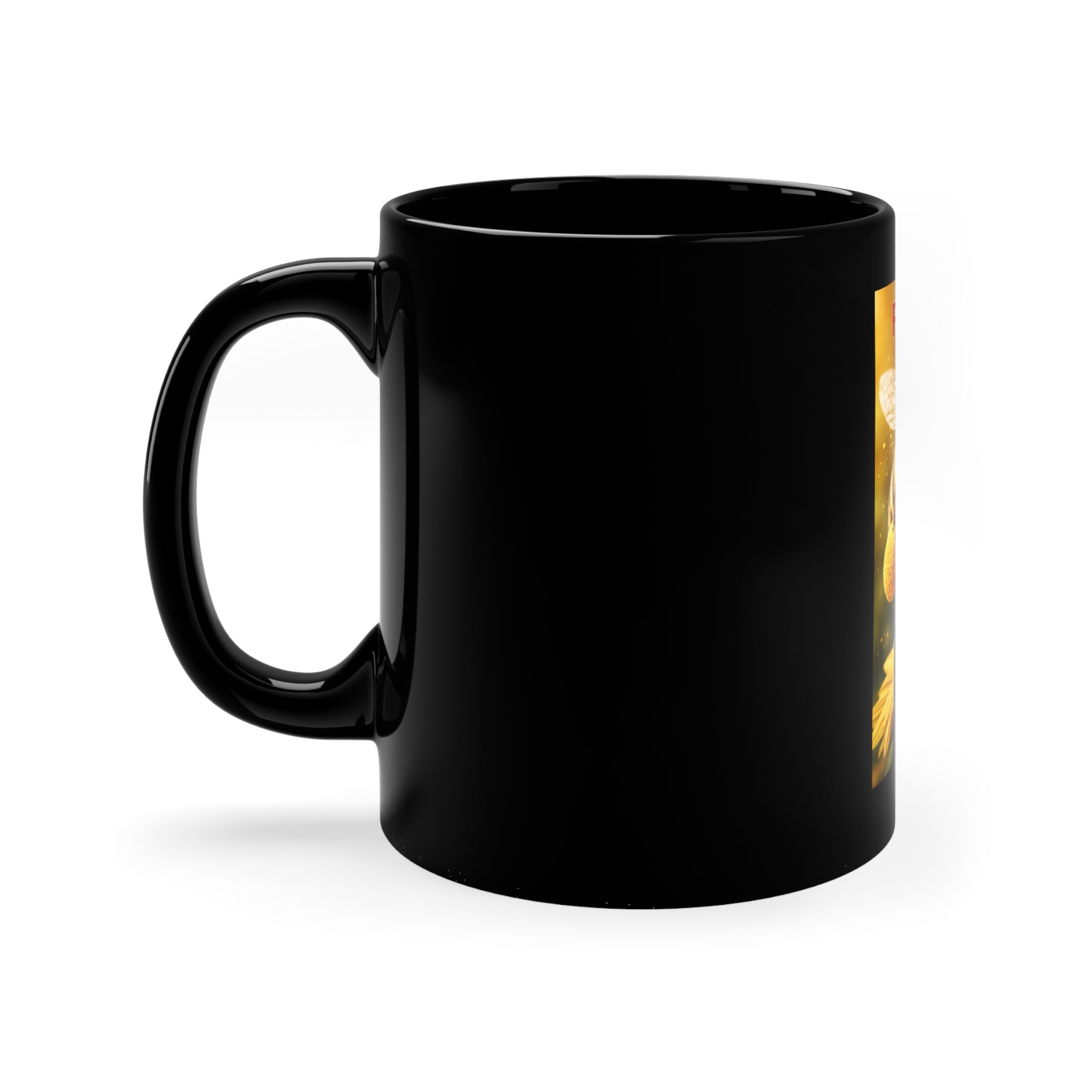 Forager Bee Black Coffee Mug – Cute Bee with Pollen Basket, 11oz