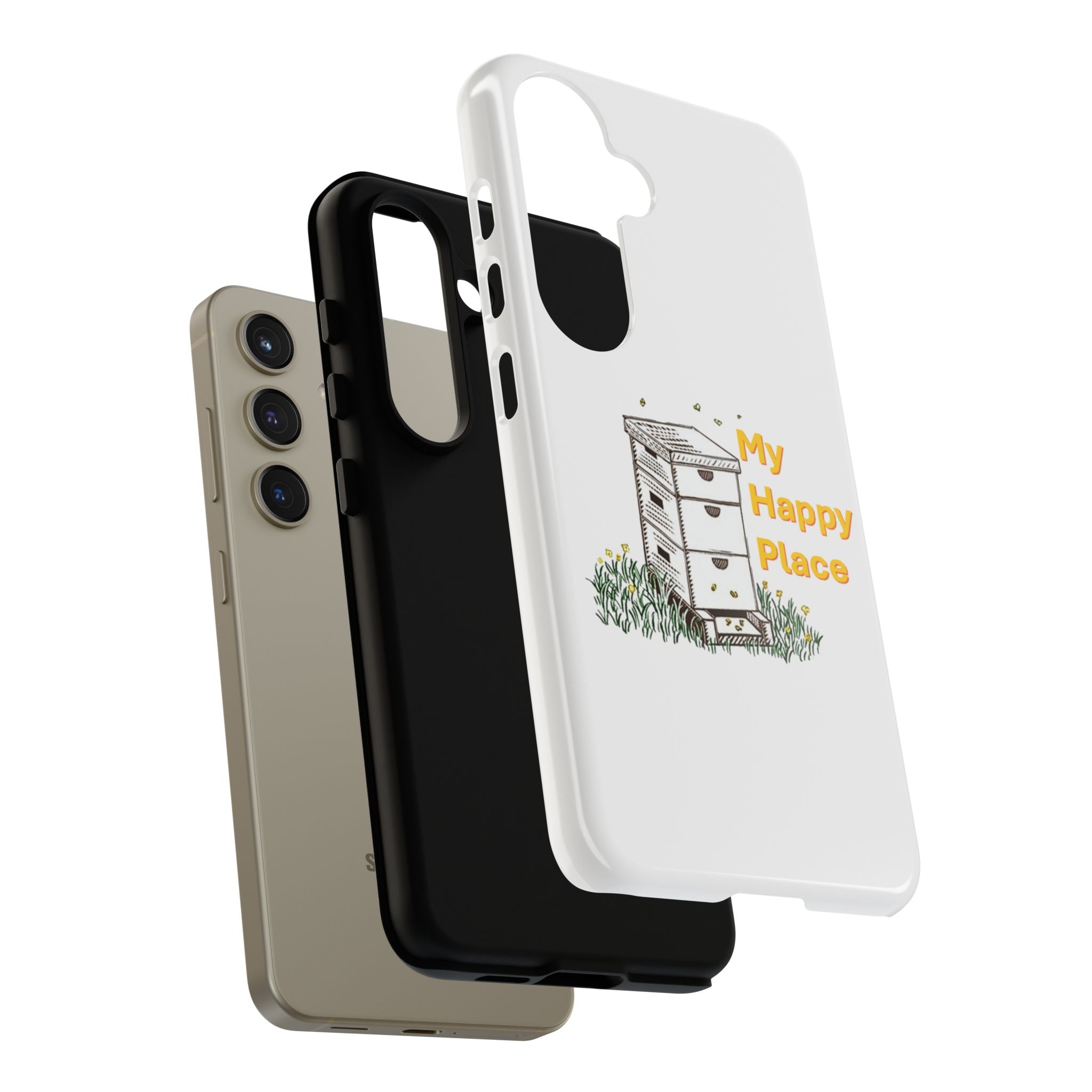Phone Case — 'My Happy Place' Bee Hive Design Protective Cover
