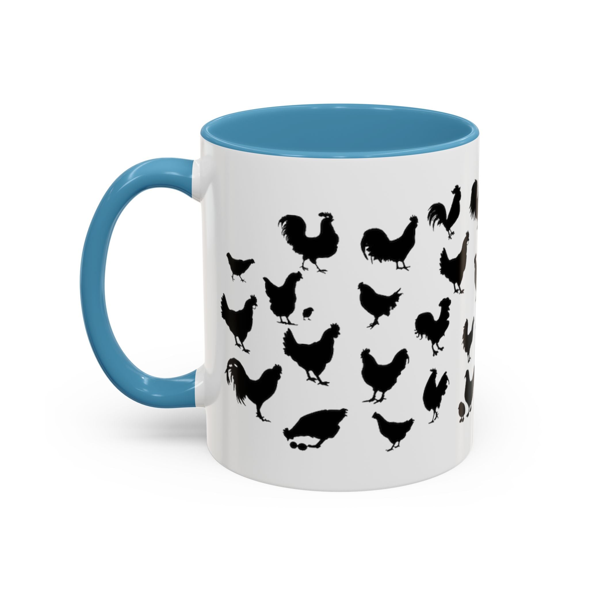 Chickens Silhouette Accent Coffee Mug – Black Hen Pattern (11/15 oz)