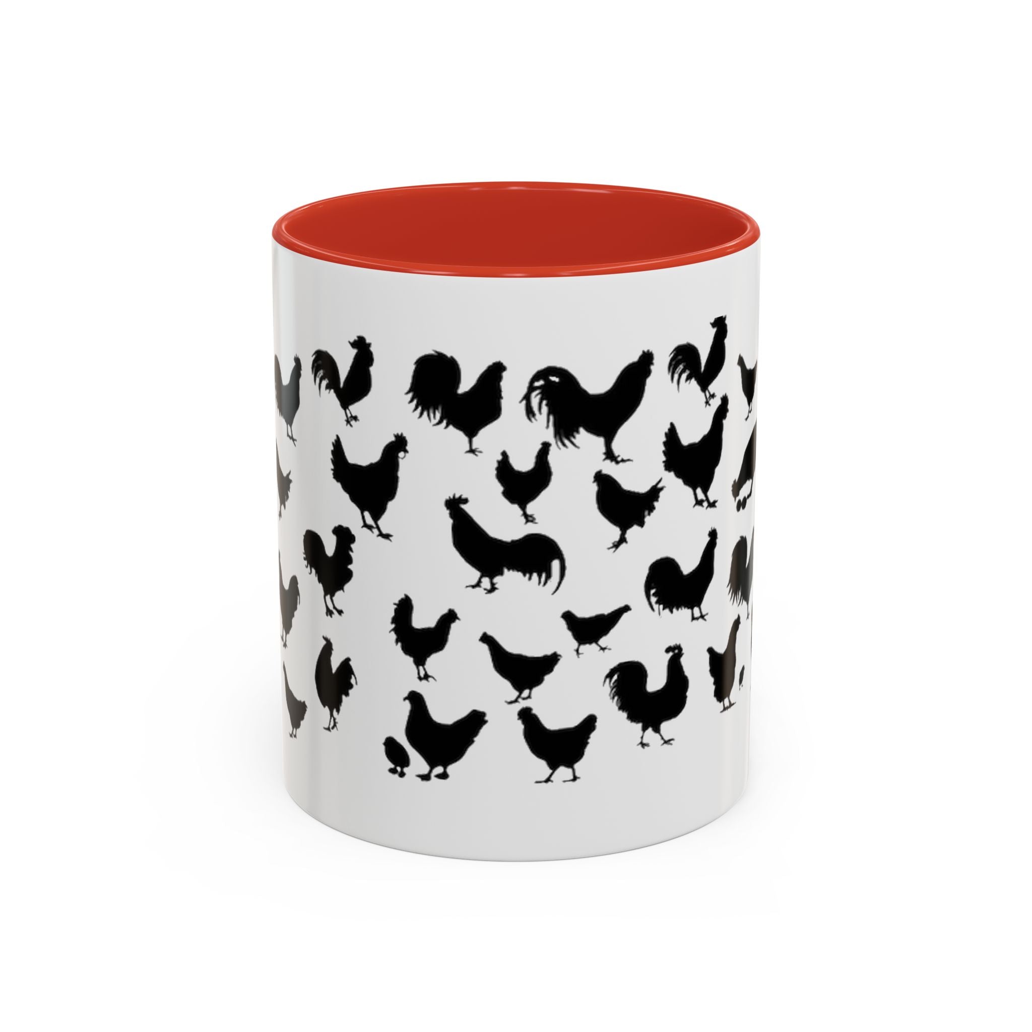 Chickens Silhouette Accent Coffee Mug – Black Hen Pattern (11/15 oz)