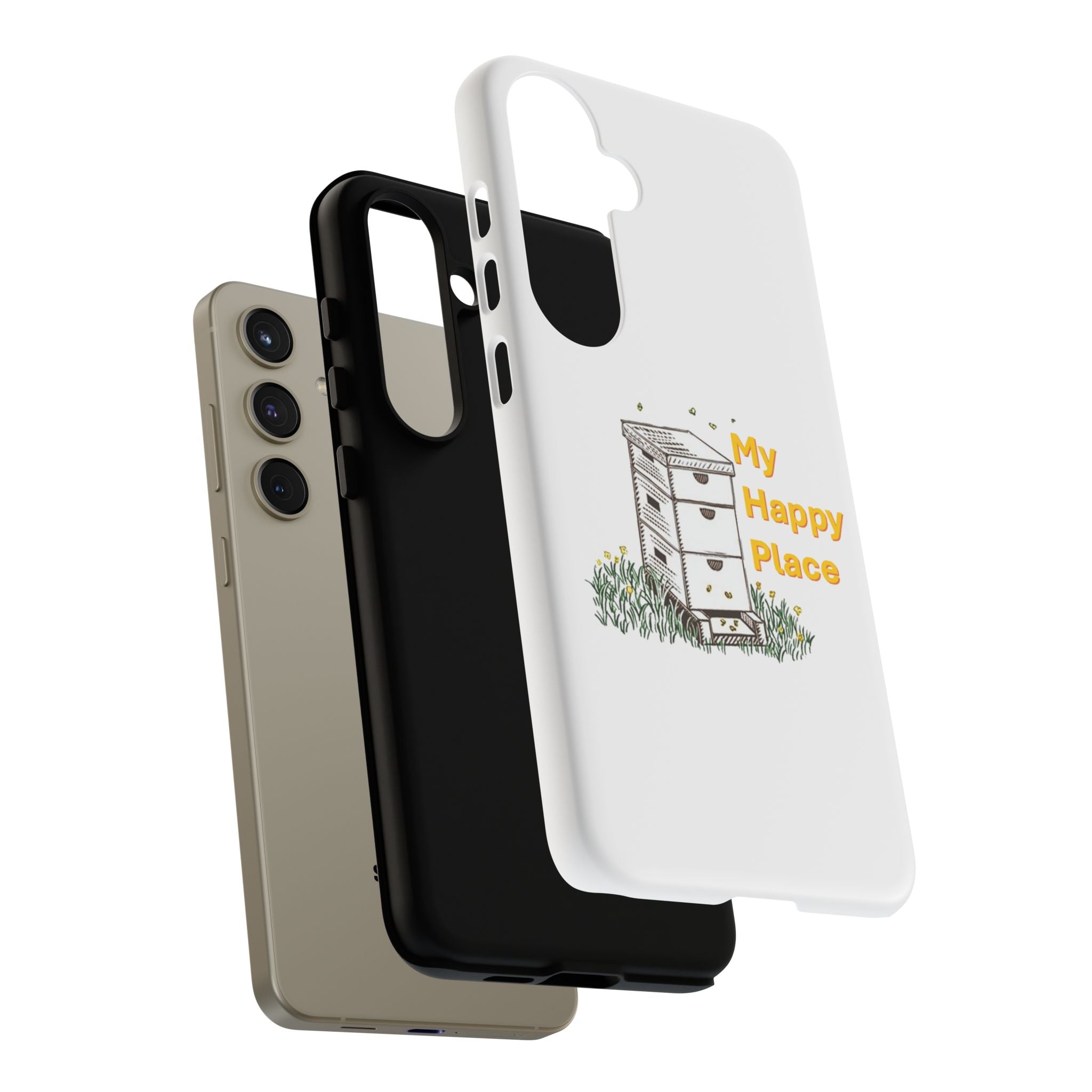 Phone Case — 'My Happy Place' Bee Hive Design Protective Cover