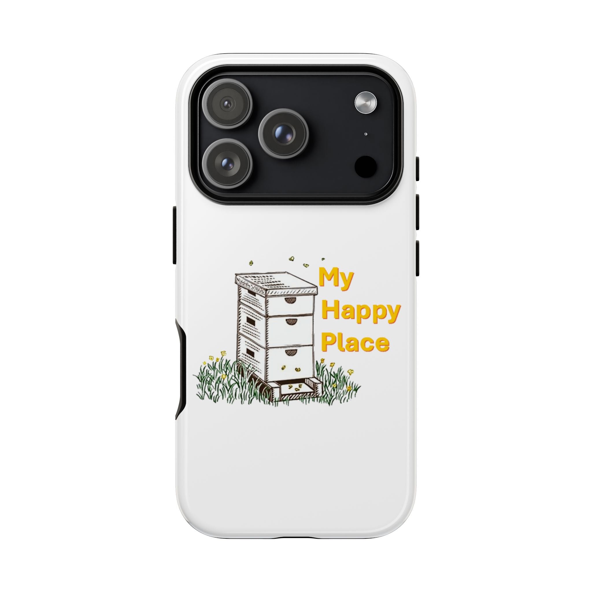 Phone Case — 'My Happy Place' Bee Hive Design Protective Cover