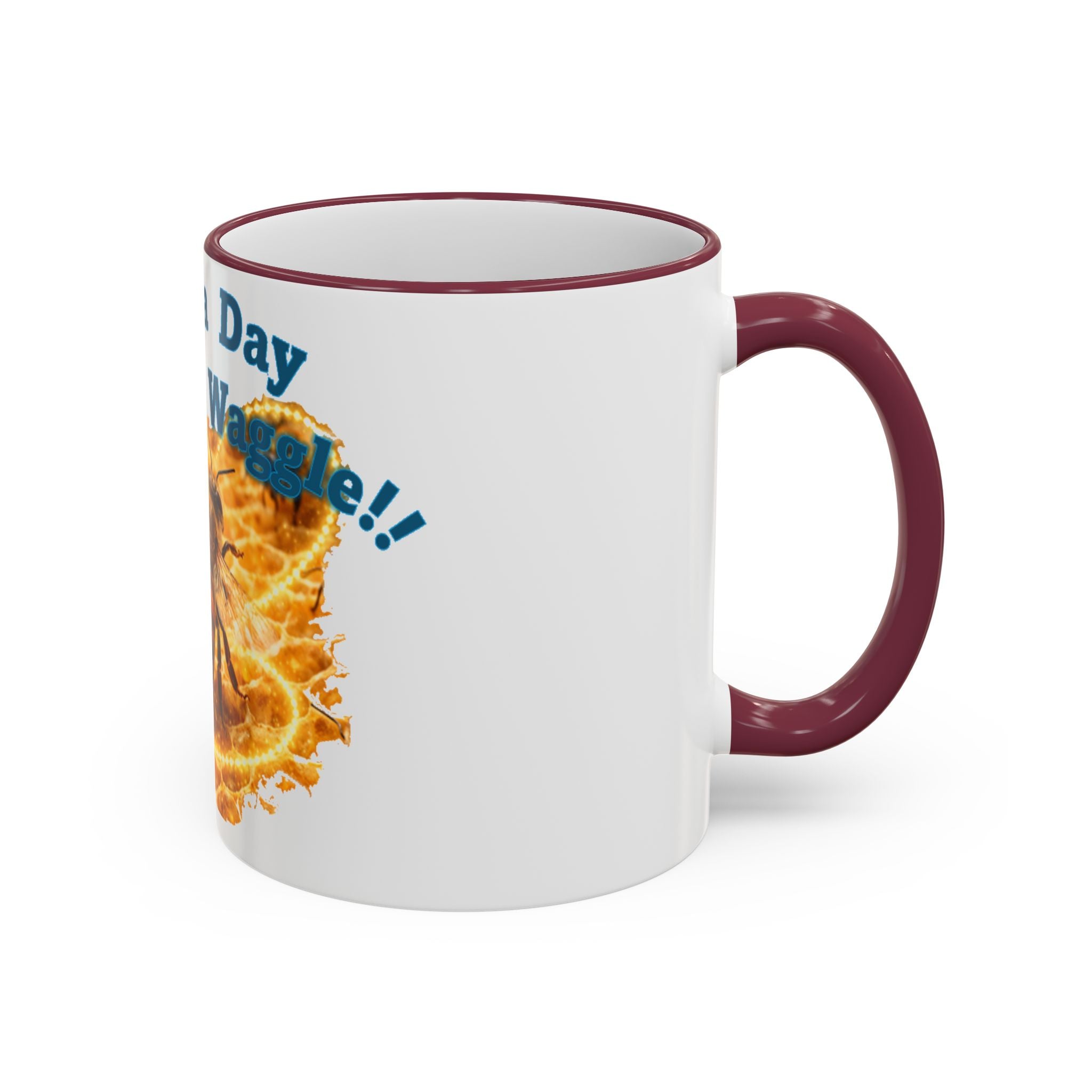 Have a Day Worth a Waggle! Bee Honey Mug — Accent Rim & Handle Coffee Cup