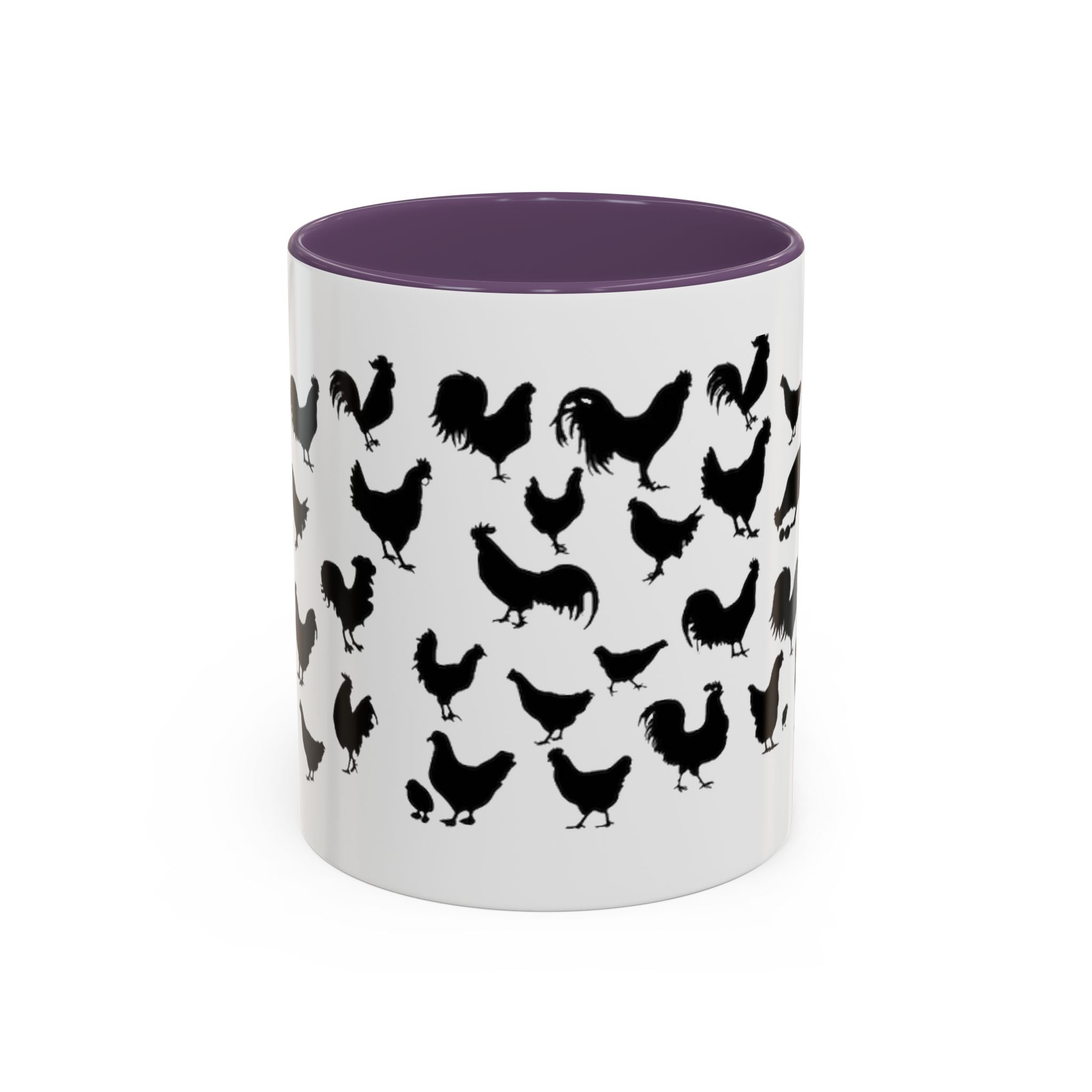 Chickens Silhouette Accent Coffee Mug – Black Hen Pattern (11/15 oz)
