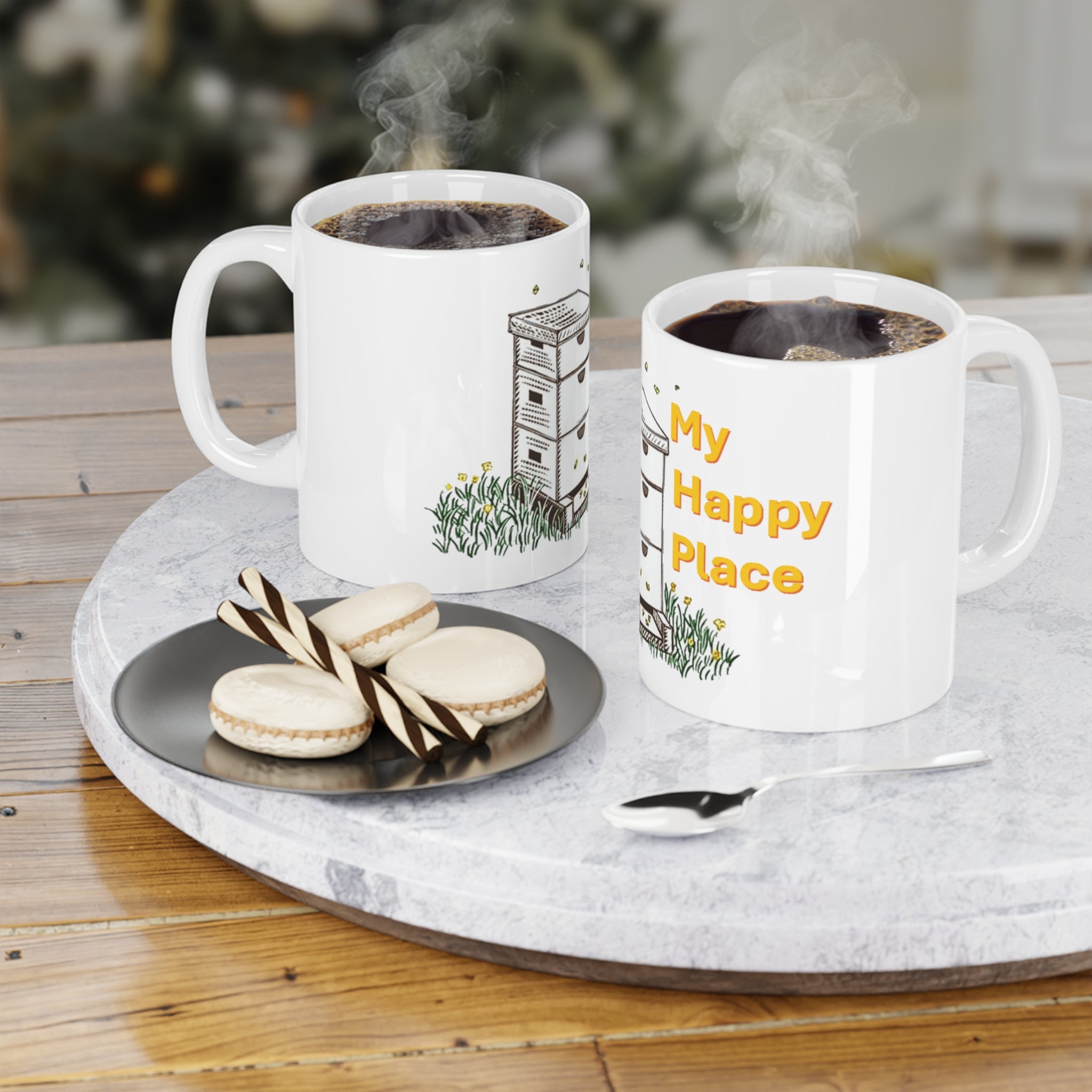 Beehive 'My Happy Place' Ceramic Mug — Beekeeper Gift