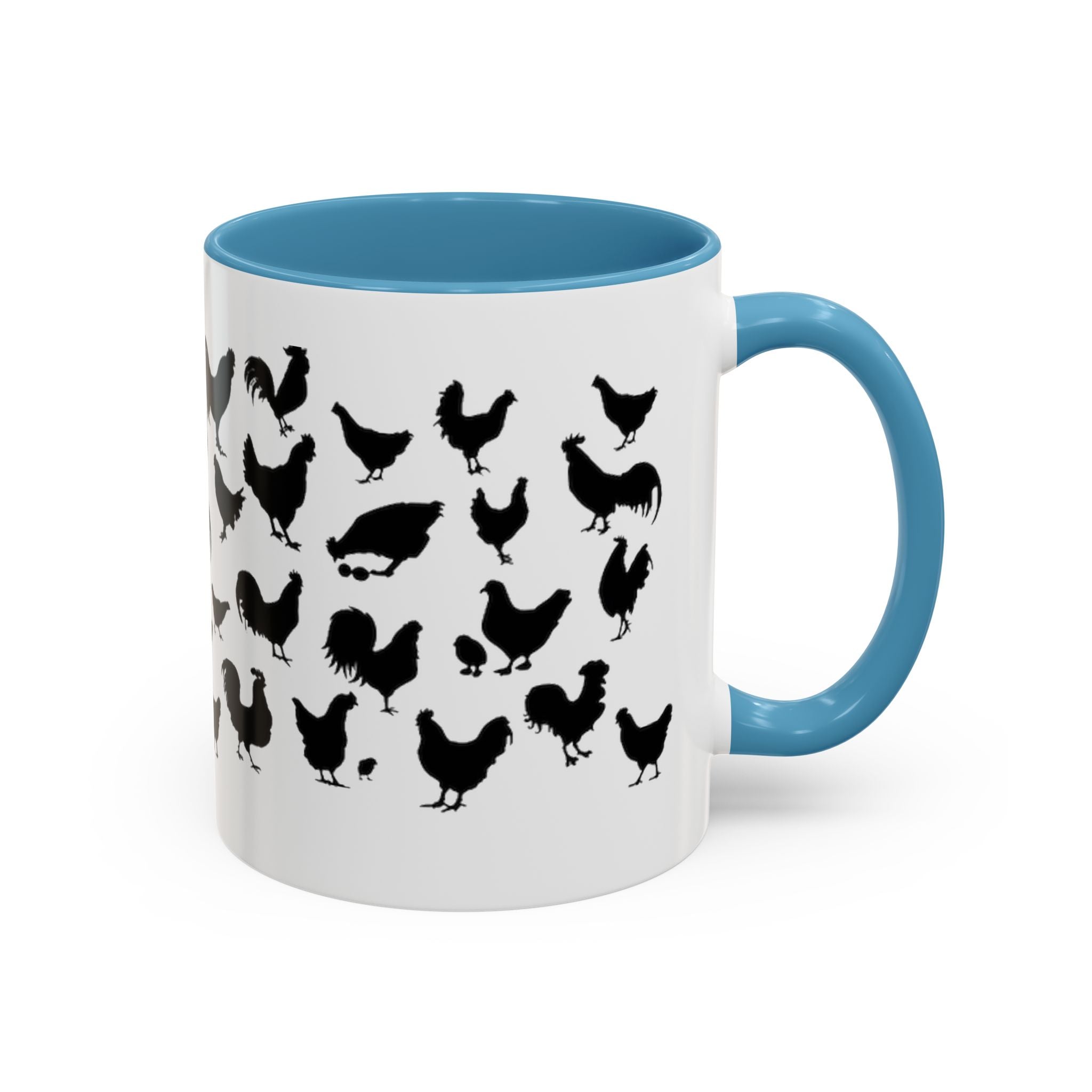 Chickens Silhouette Accent Coffee Mug – Black Hen Pattern (11/15 oz)