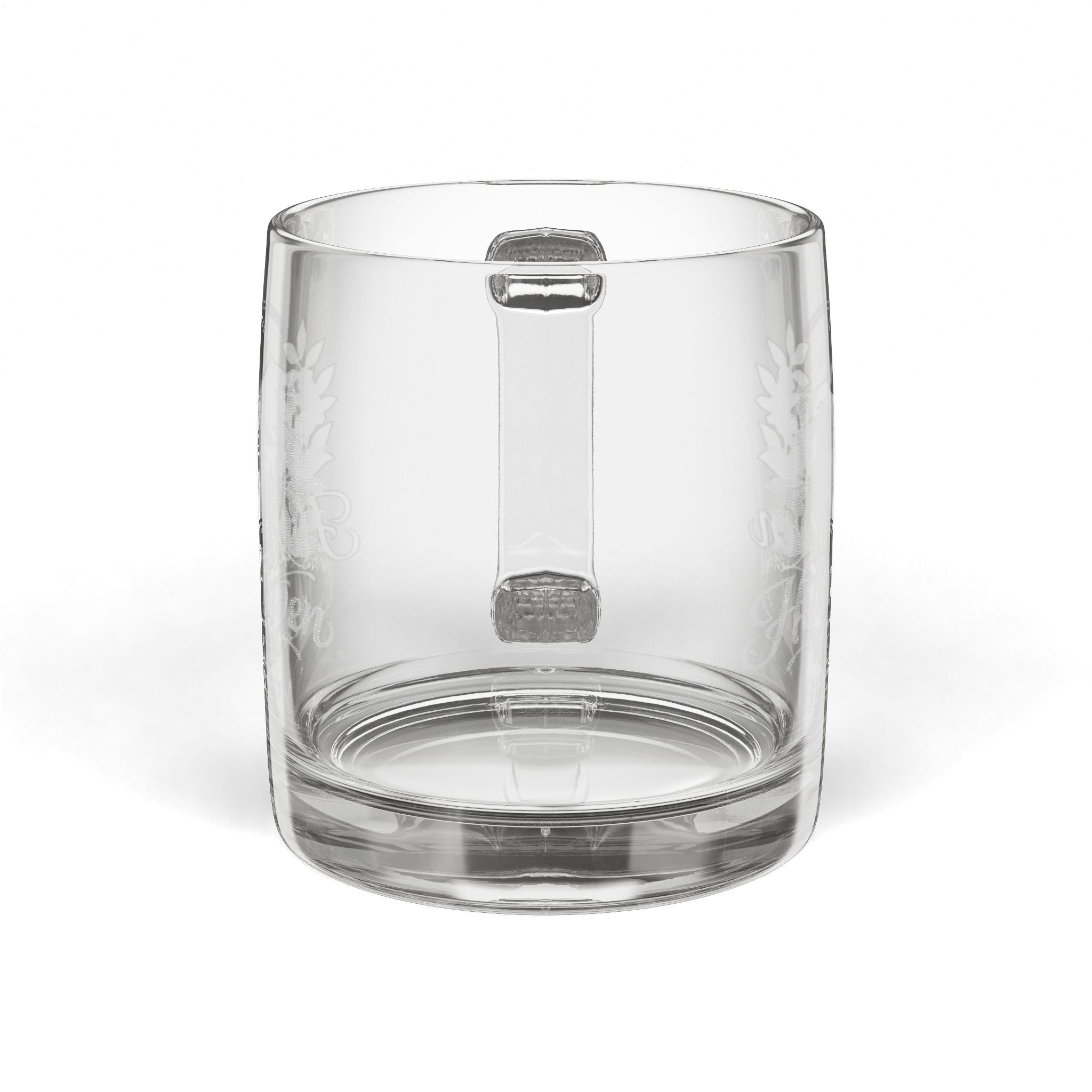 Engraved Glass Coffee Mug — 12.25 oz Clear Coffee Cup with Scenic Hilltop Haven Design