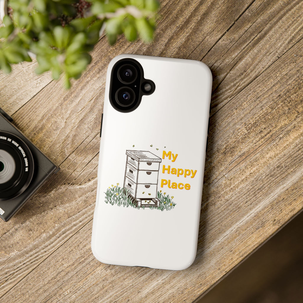Phone Case — 'My Happy Place' Bee Hive Design Protective Cover