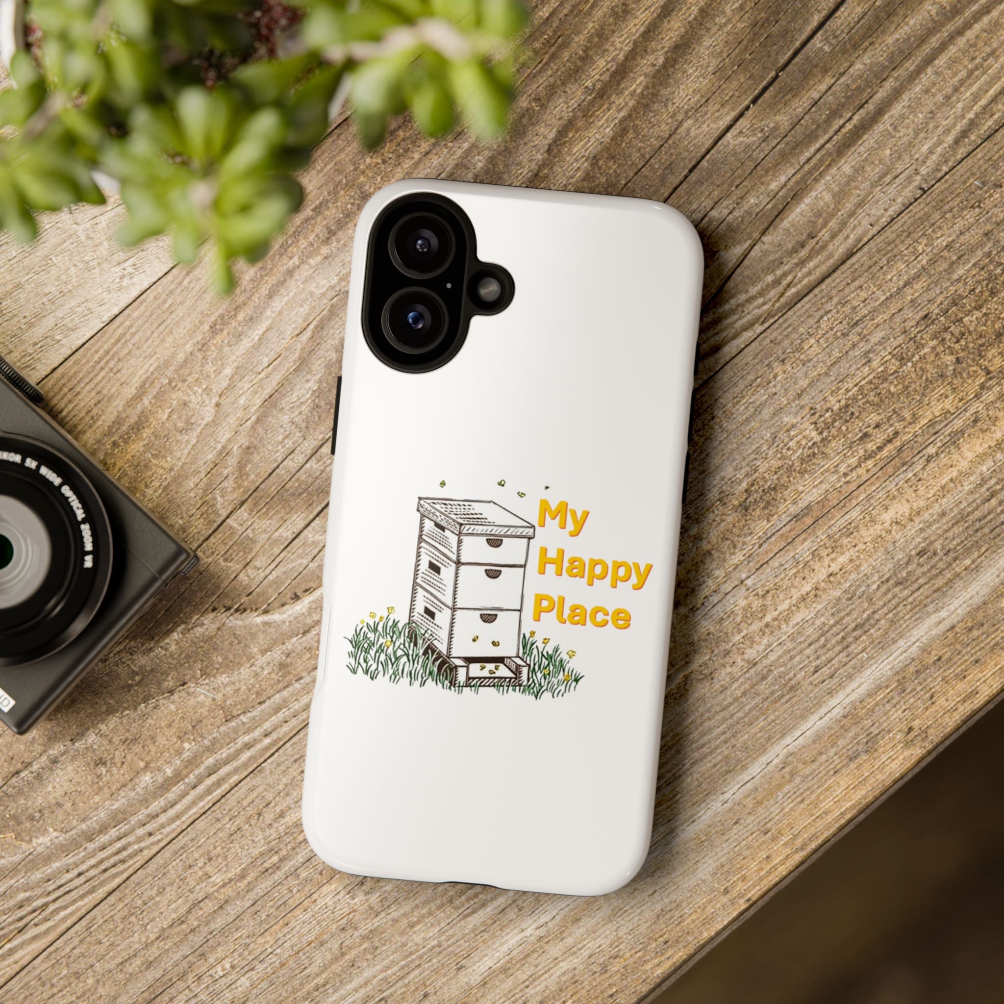 Phone Case — 'My Happy Place' Bee Hive Design Protective Cover