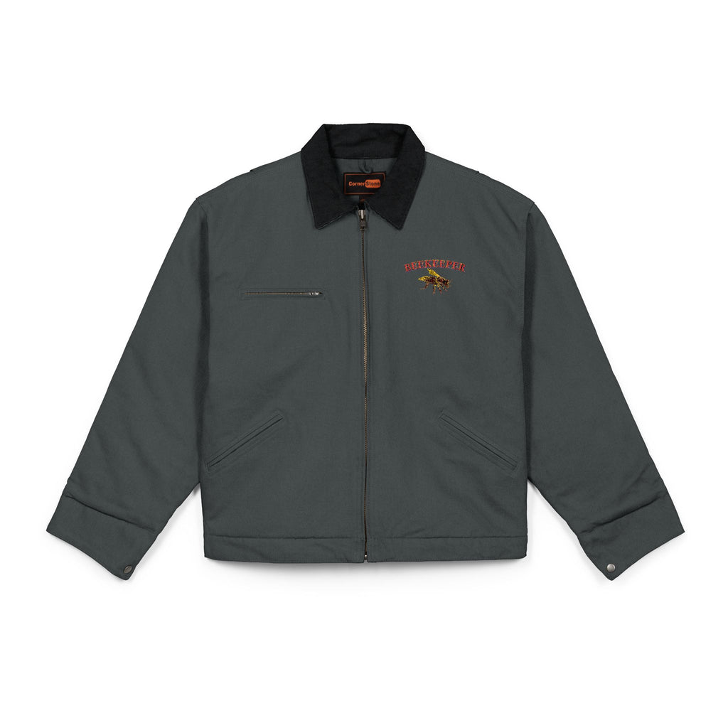 Beekeeper Duck Cloth Work Jacket — Embroidered Chest Logo, Durable Carpenter-Style Coat