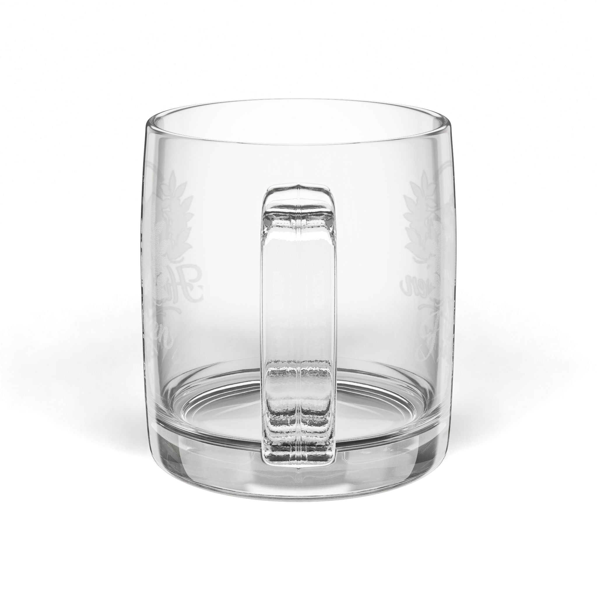 Engraved Glass Coffee Mug — 12.25 oz Clear Coffee Cup with Scenic Hilltop Haven Design