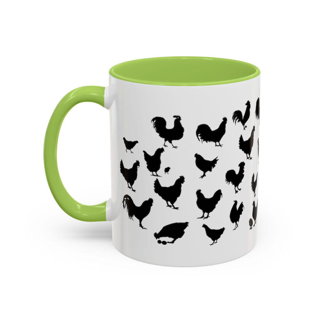 Chickens Silhouette Accent Coffee Mug – Black Hen Pattern (11/15 oz)