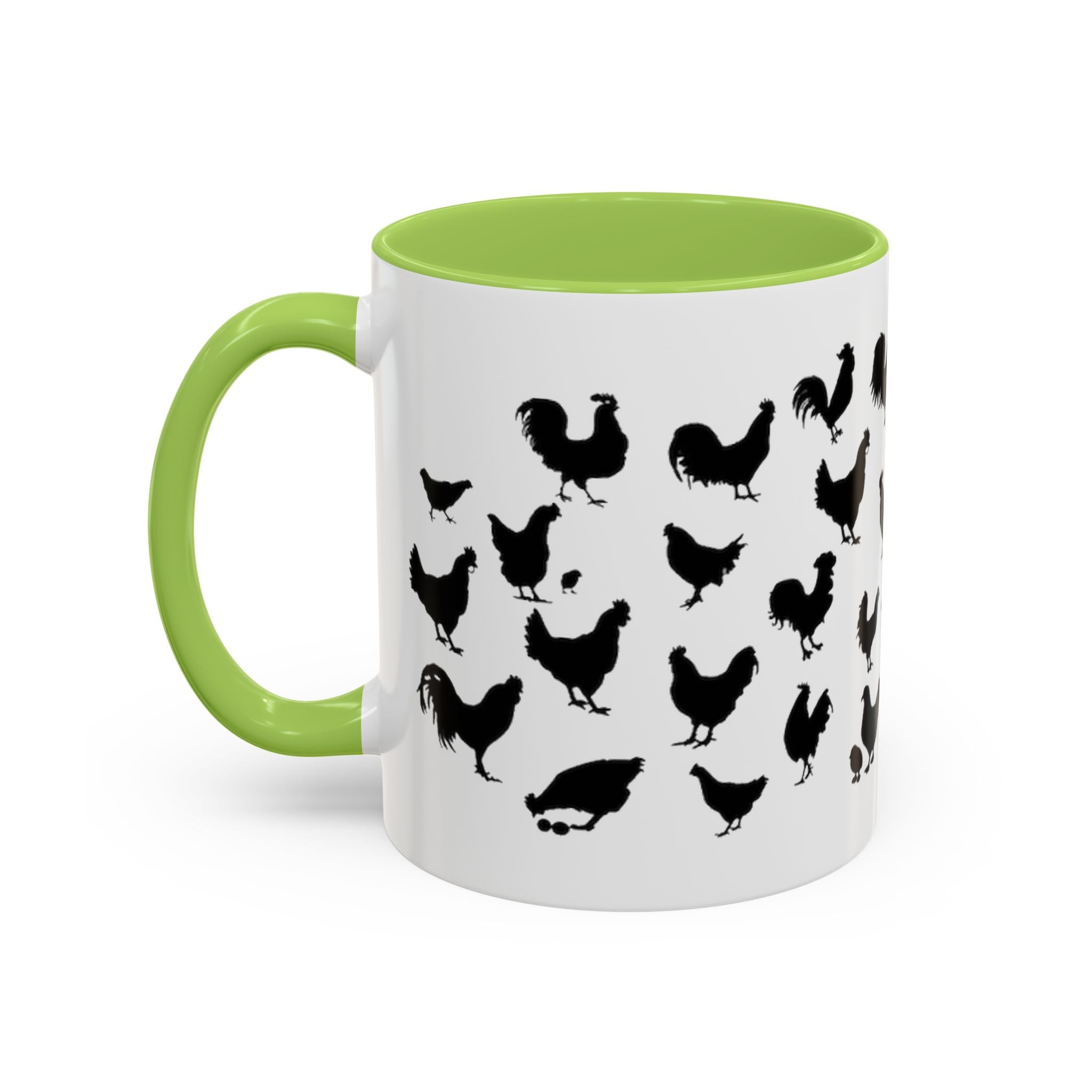 Chickens Silhouette Accent Coffee Mug – Black Hen Pattern (11/15 oz)