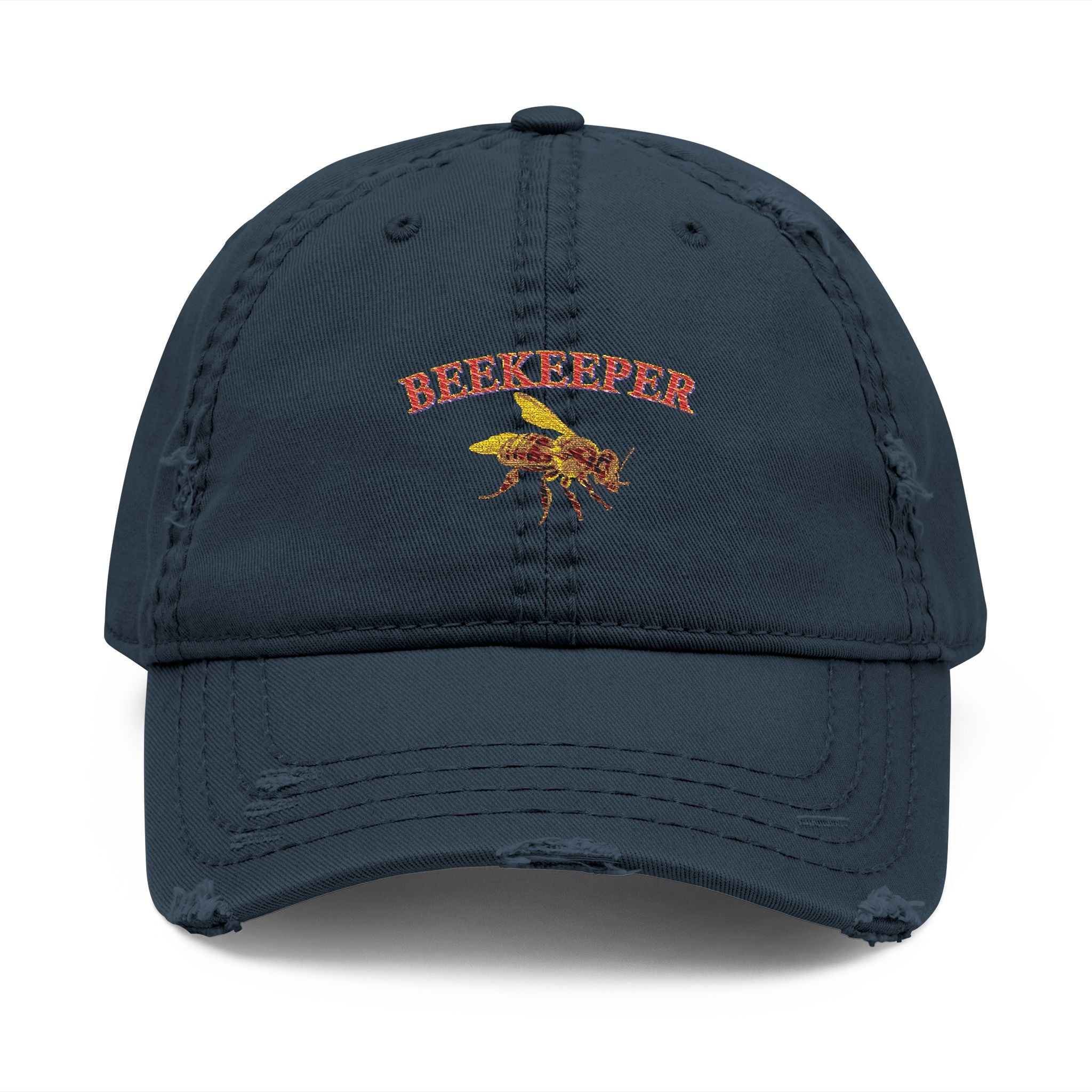 Beekeeper Embroidered Distressed Dad Hat — Vintage Beekeeping Cap