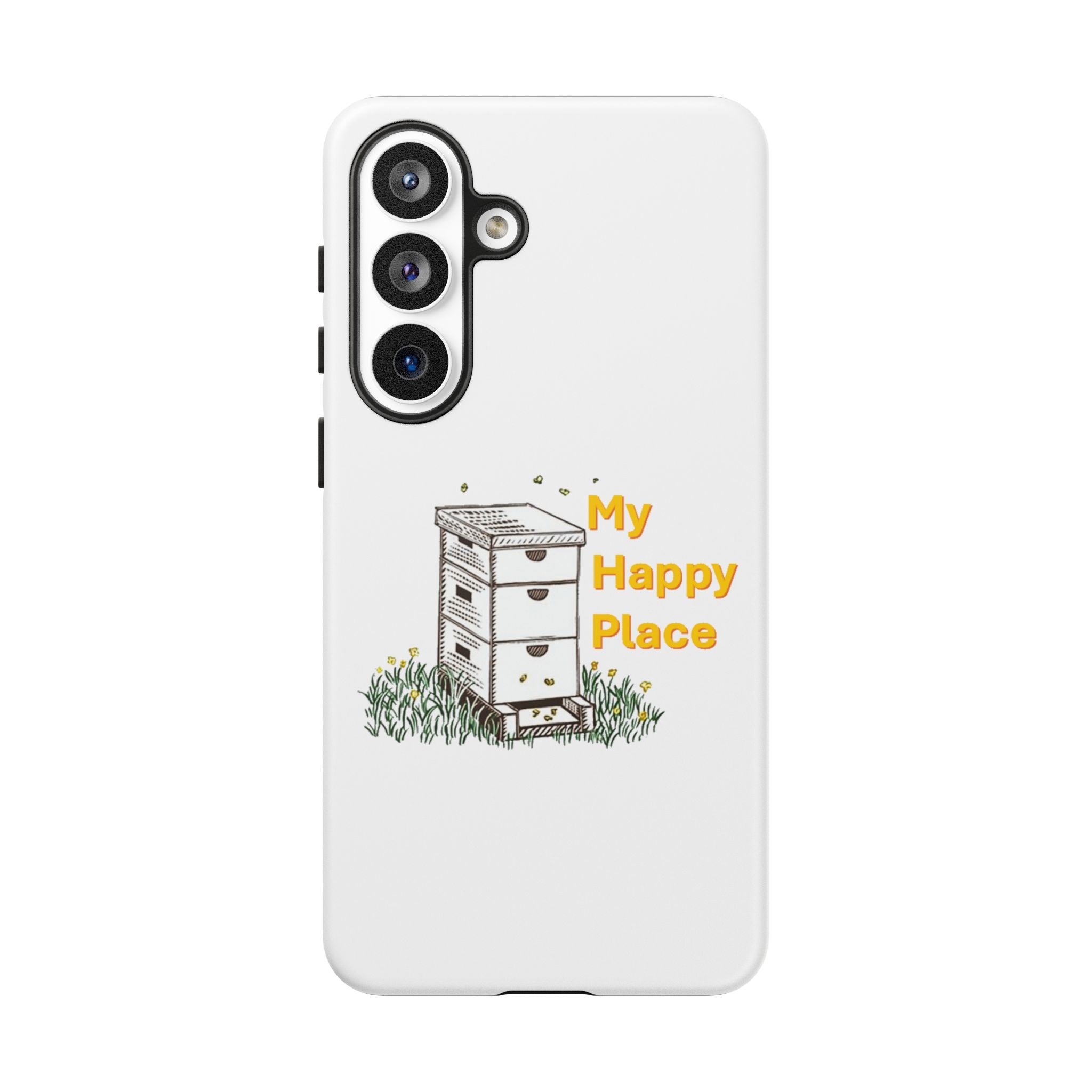Phone Case — 'My Happy Place' Bee Hive Design Protective Cover