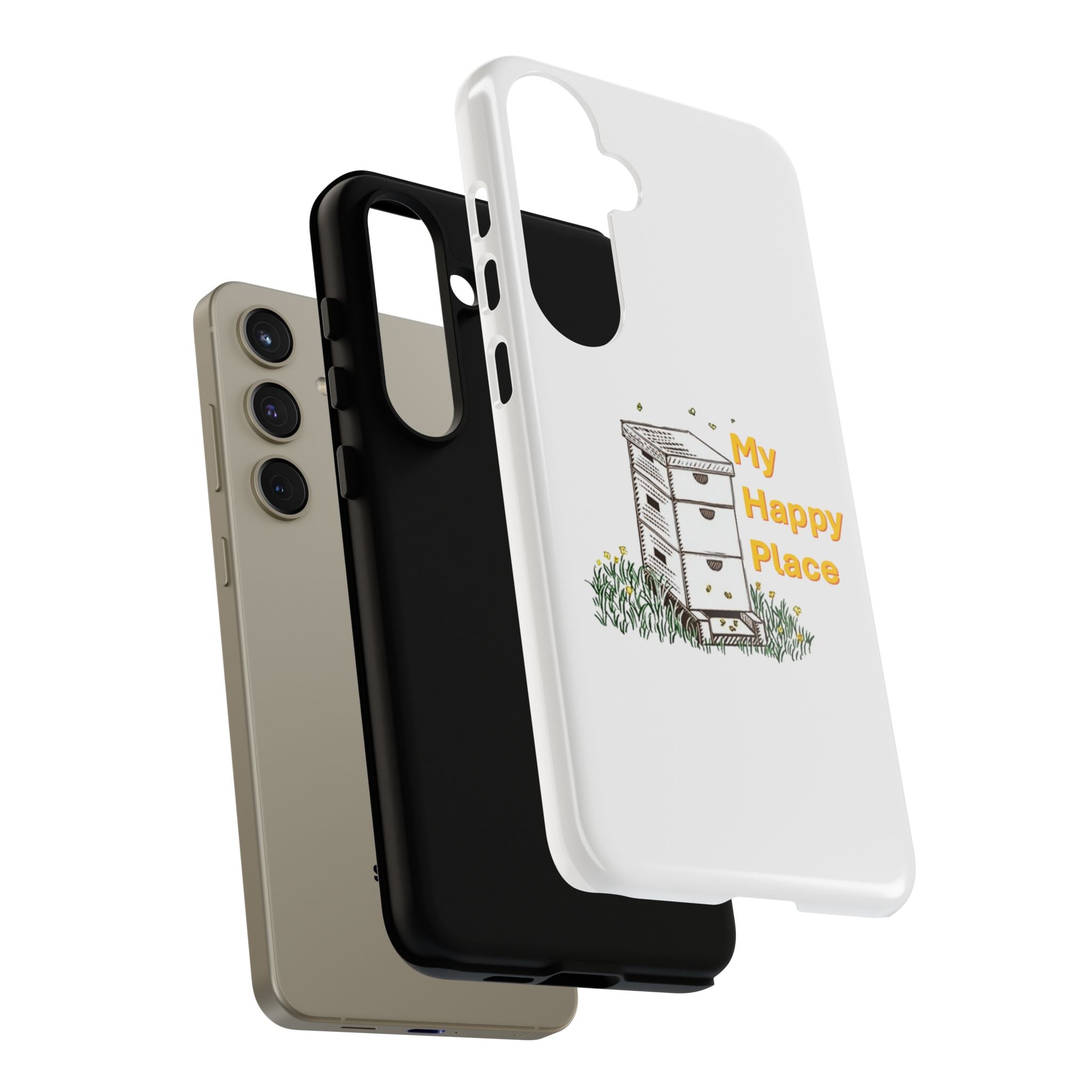 Phone Case — 'My Happy Place' Bee Hive Design Protective Cover