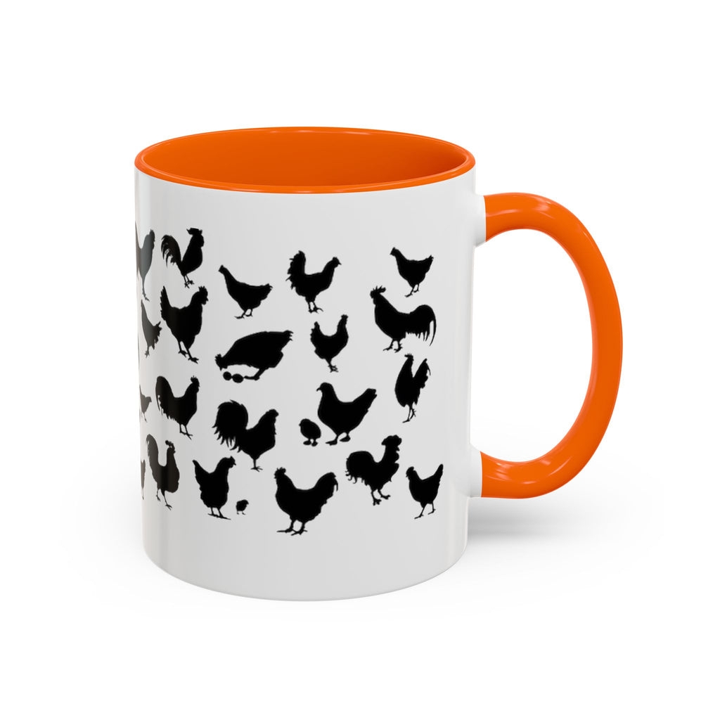 Chickens Silhouette Accent Coffee Mug – Black Hen Pattern (11/15 oz)