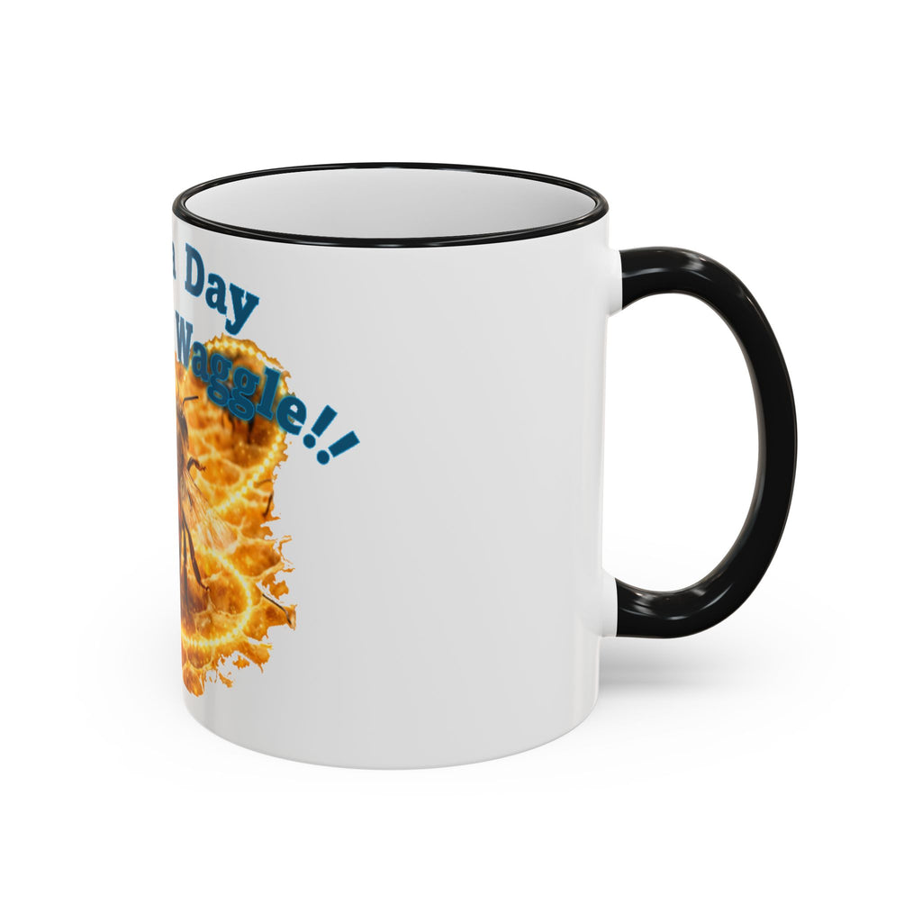 Have a Day Worth a Waggle! Bee Honey Mug — Accent Rim & Handle Coffee Cup