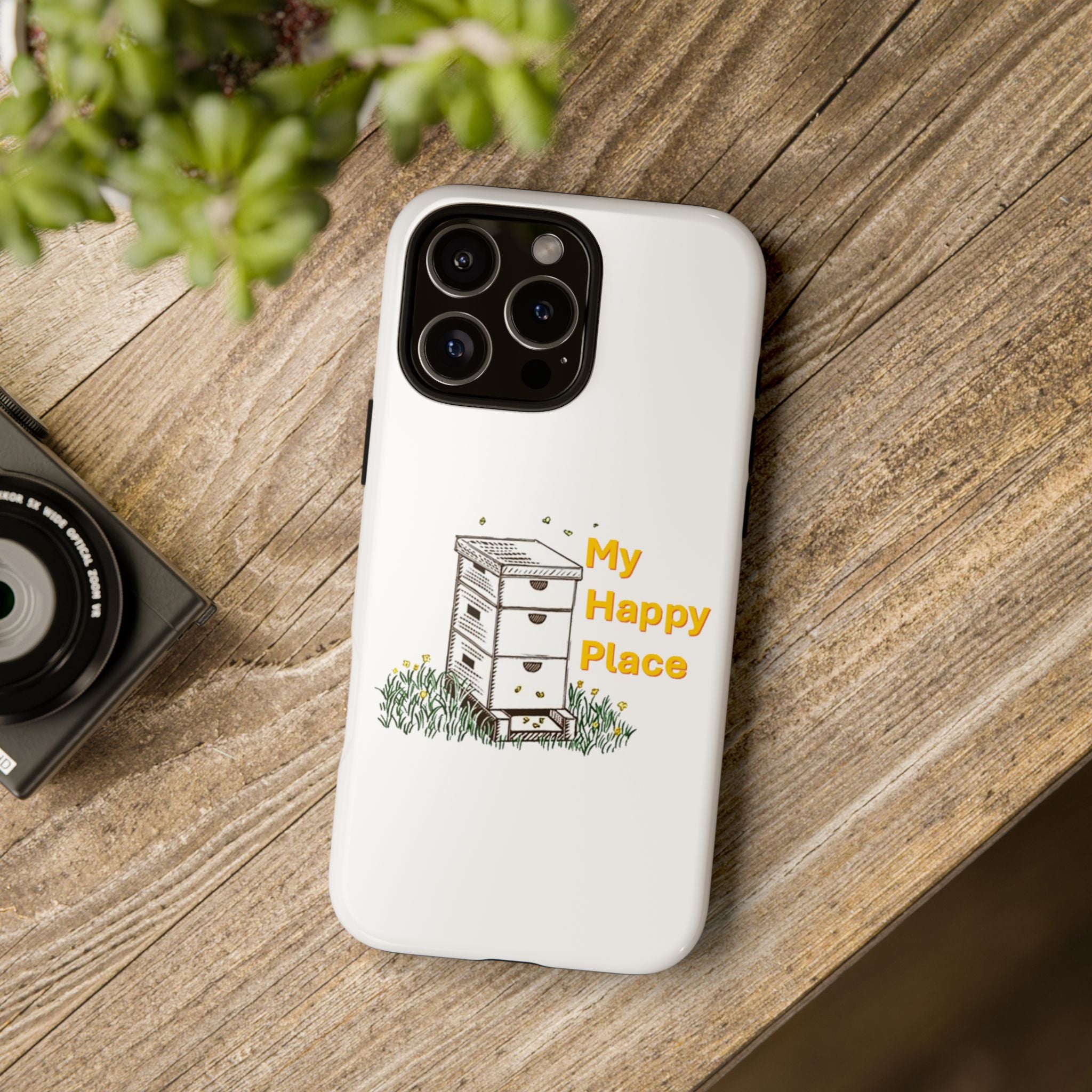 Phone Case — 'My Happy Place' Bee Hive Design Protective Cover