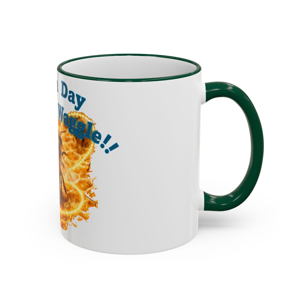Have a Day Worth a Waggle! Bee Honey Mug — Accent Rim & Handle Coffee Cup