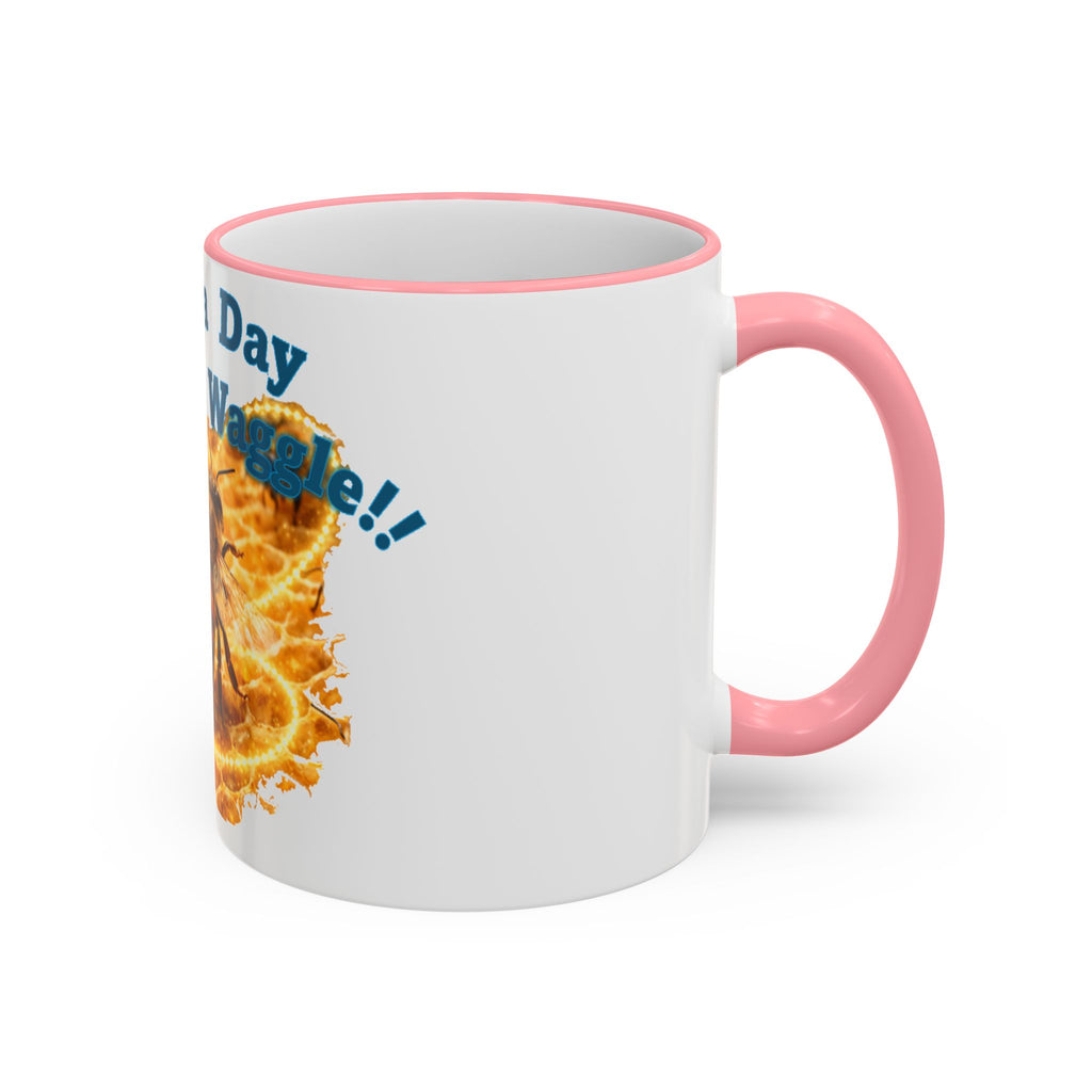 Have a Day Worth a Waggle! Bee Honey Mug — Accent Rim & Handle Coffee Cup