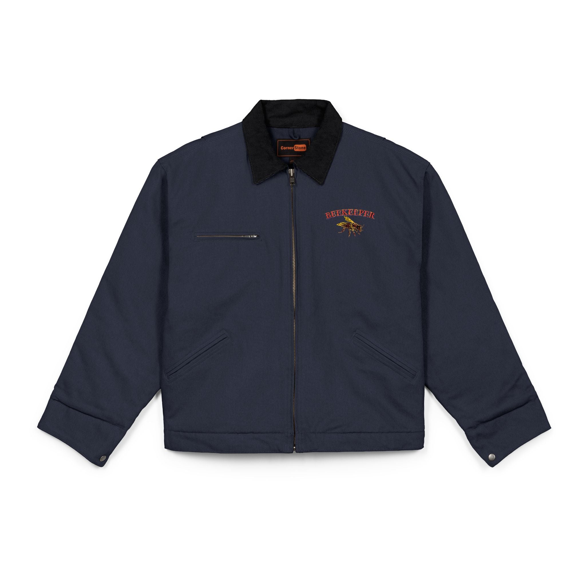 Beekeeper Duck Cloth Work Jacket — Embroidered Chest Logo, Durable Carpenter-Style Coat