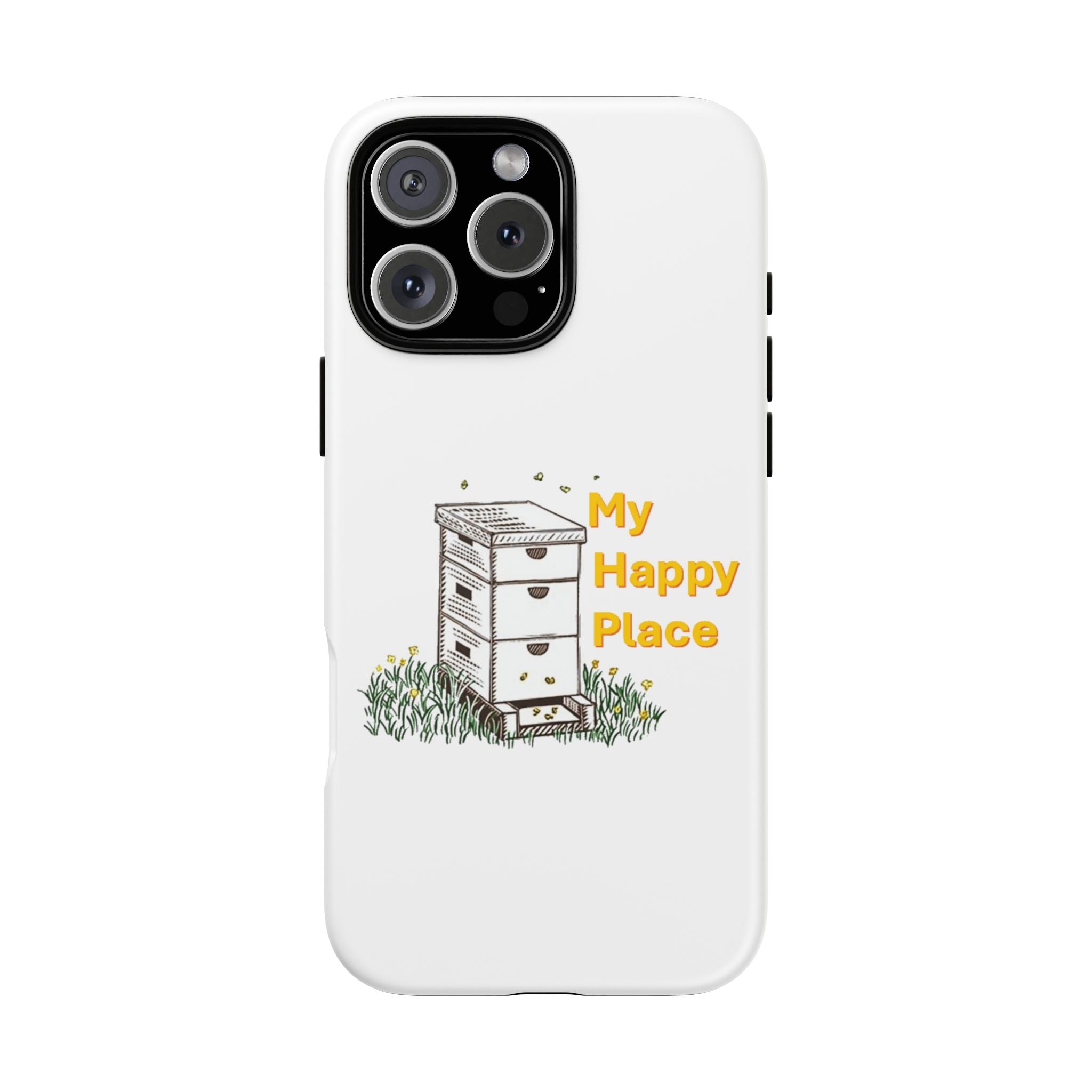 Phone Case — 'My Happy Place' Bee Hive Design Protective Cover