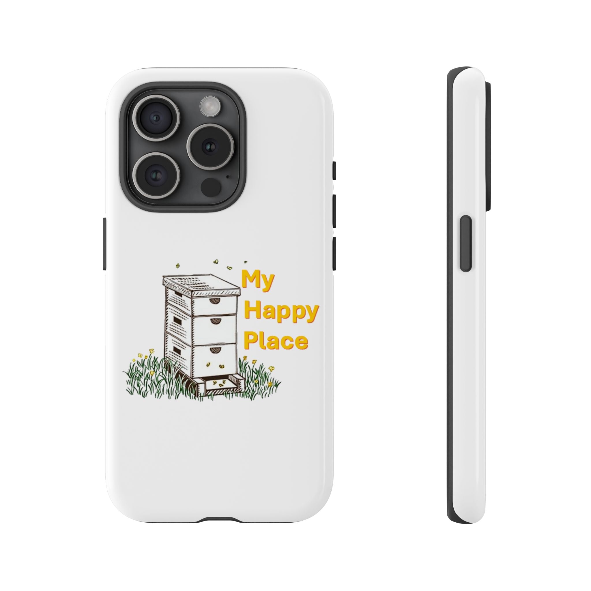 Phone Case — 'My Happy Place' Bee Hive Design Protective Cover