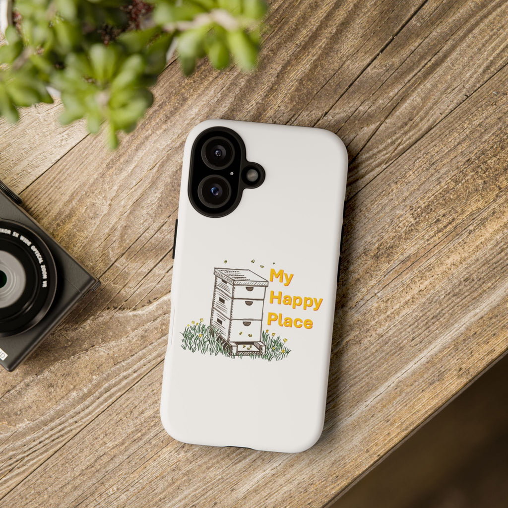 Phone Case — 'My Happy Place' Bee Hive Design Protective Cover