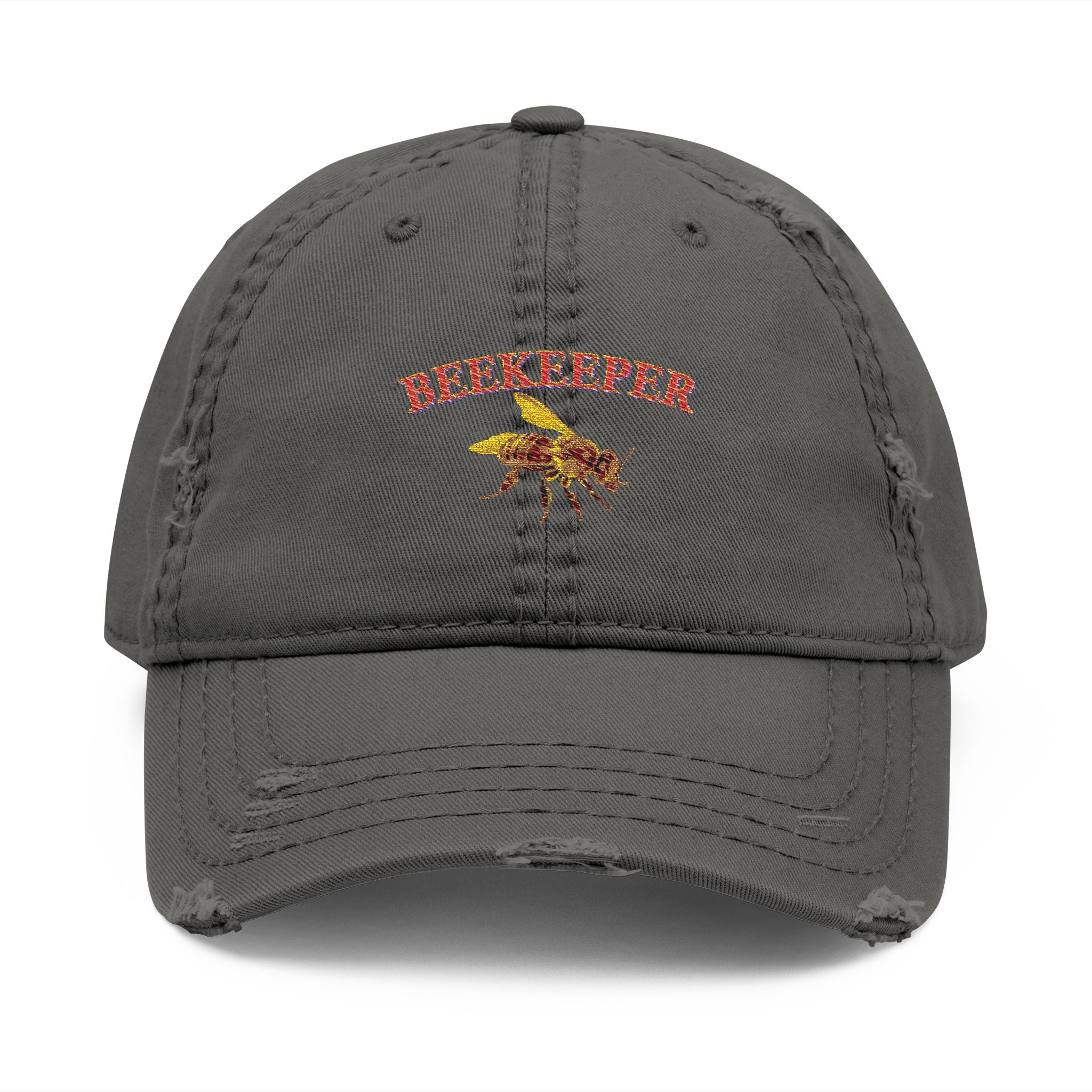 Beekeeper Embroidered Distressed Dad Hat — Vintage Beekeeping Cap