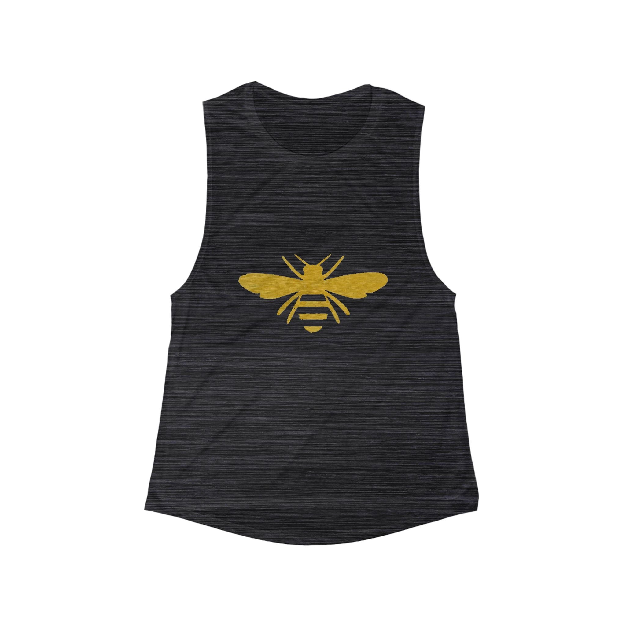 Women's Bee Graphic Muscle Tank — Gold Honeybee Scoop Tank Top