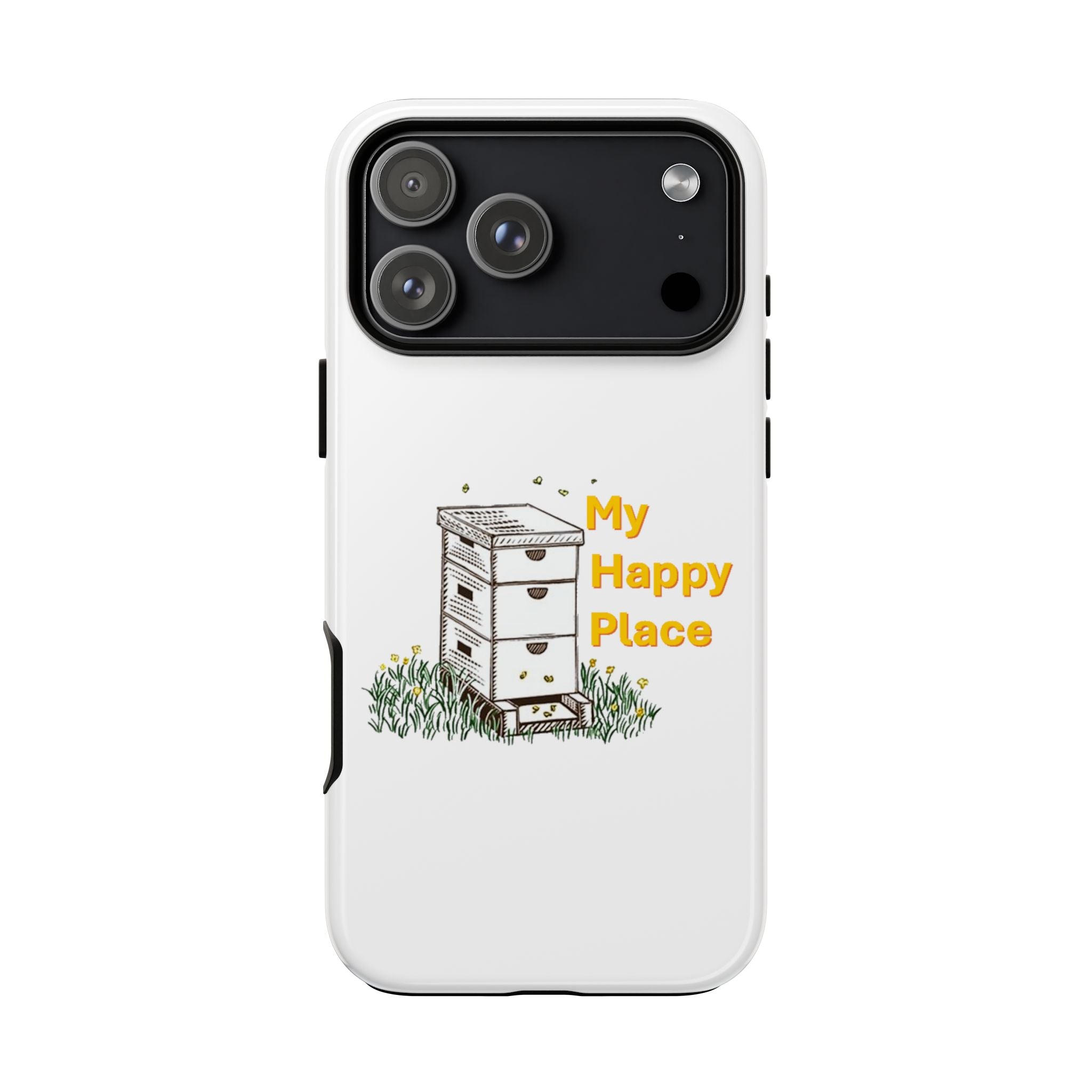 Phone Case — 'My Happy Place' Bee Hive Design Protective Cover