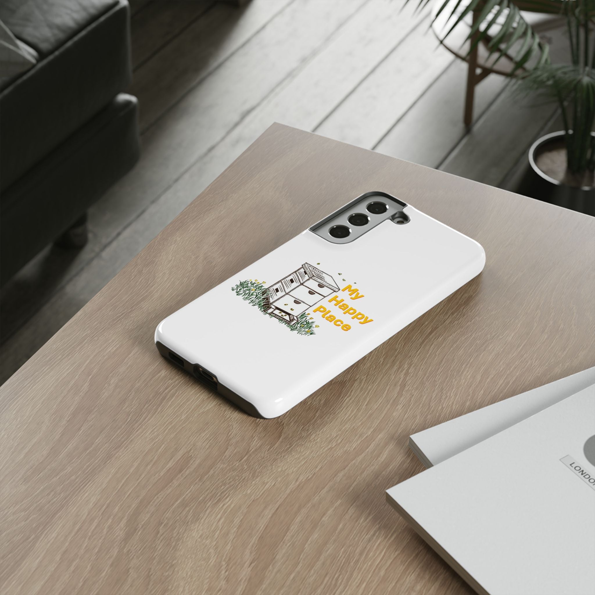Phone Case — 'My Happy Place' Bee Hive Design Protective Cover
