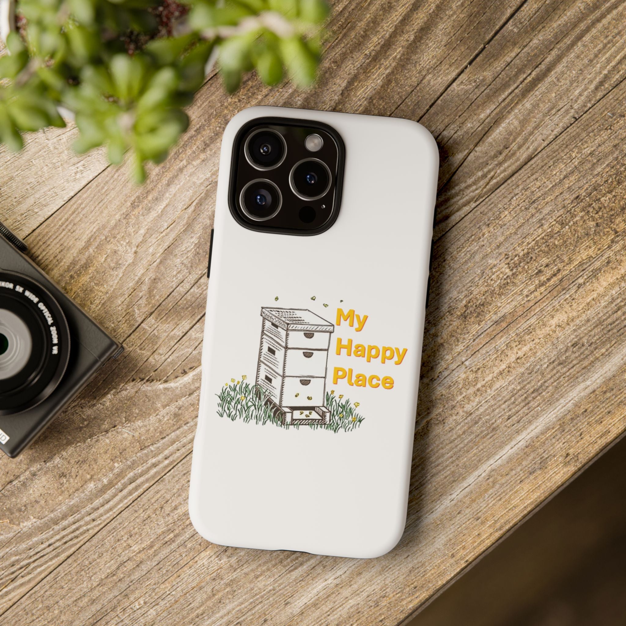 Phone Case — 'My Happy Place' Bee Hive Design Protective Cover