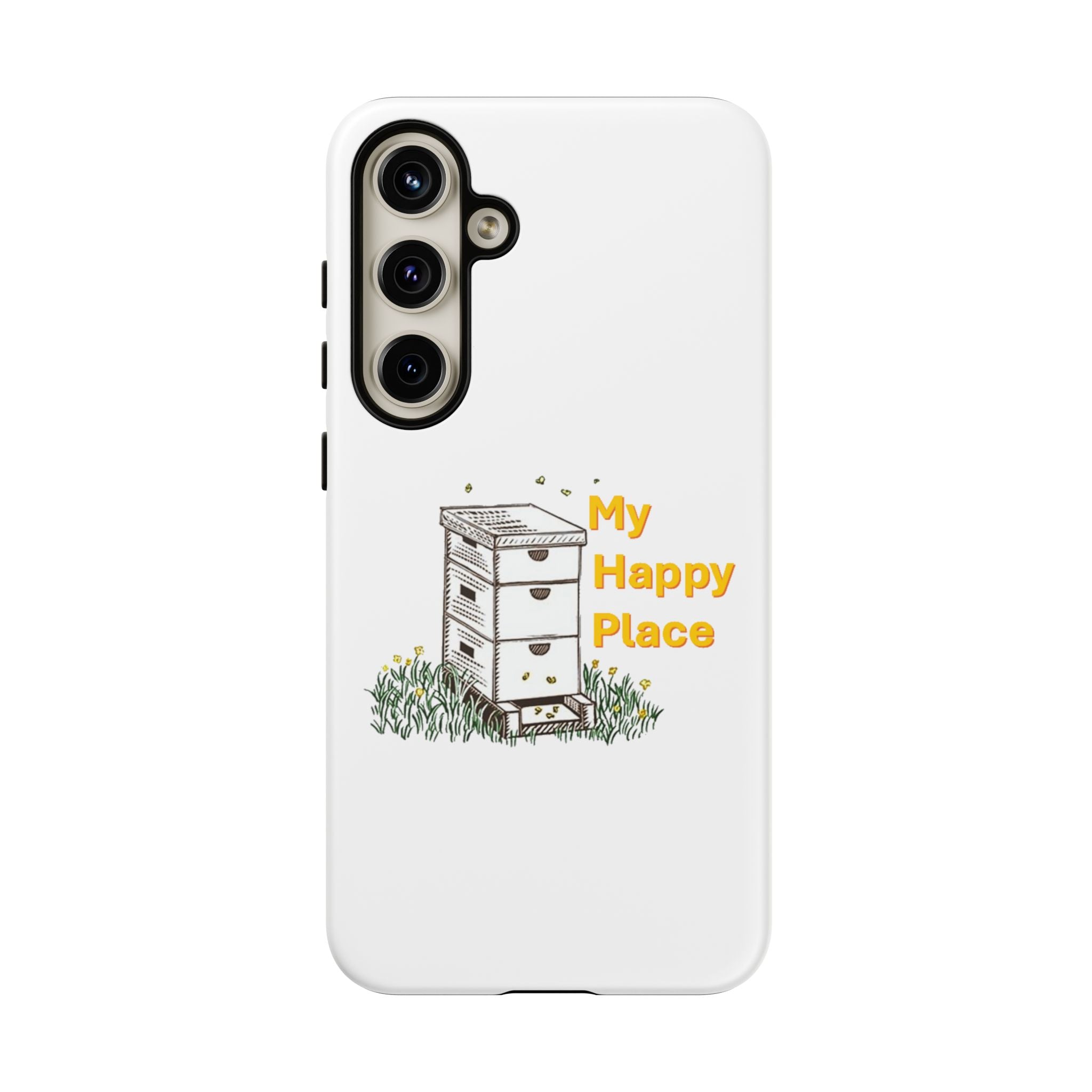 Phone Case — 'My Happy Place' Bee Hive Design Protective Cover