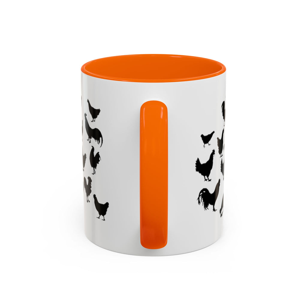 Chickens Silhouette Accent Coffee Mug – Black Hen Pattern (11/15 oz)