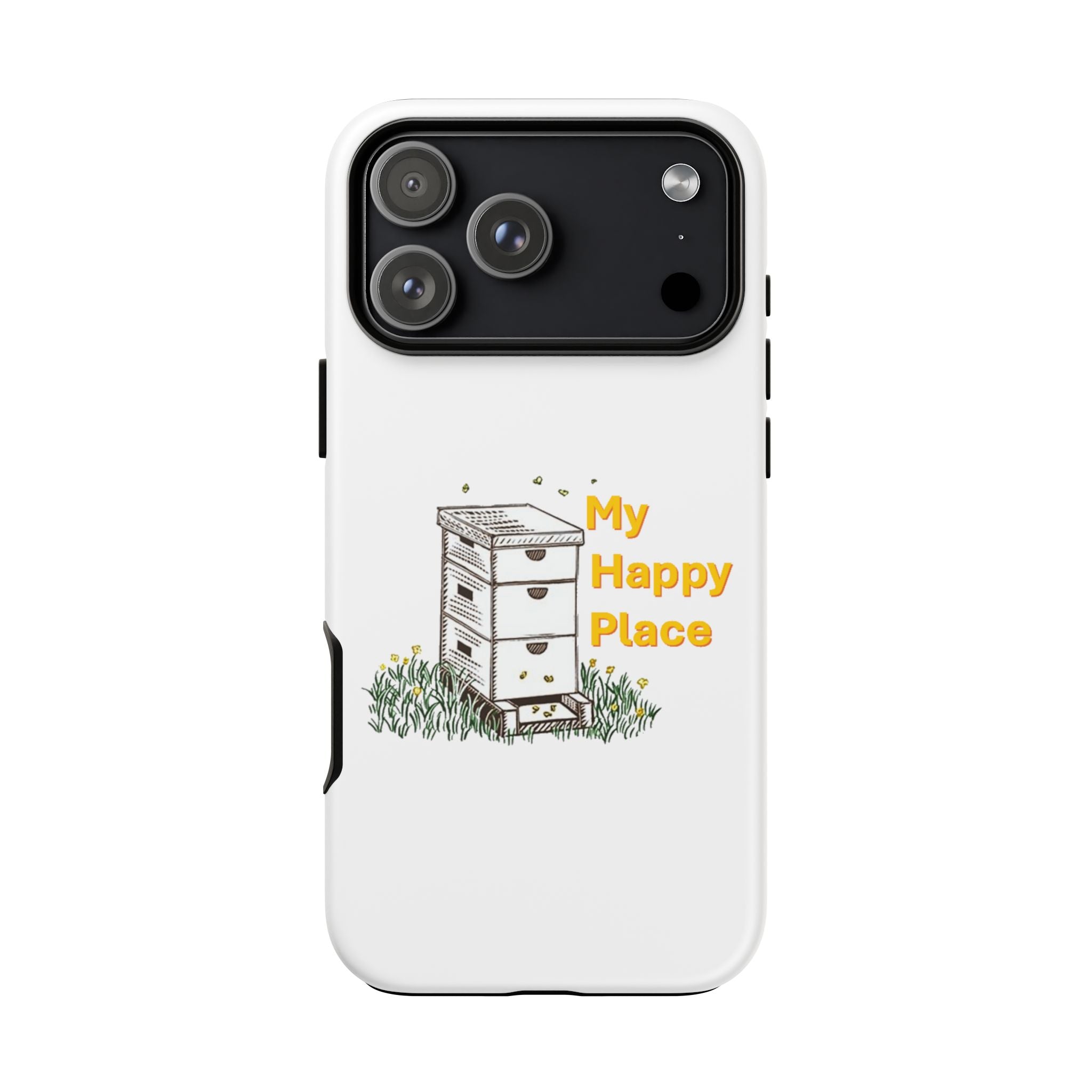 Phone Case — 'My Happy Place' Bee Hive Design Protective Cover