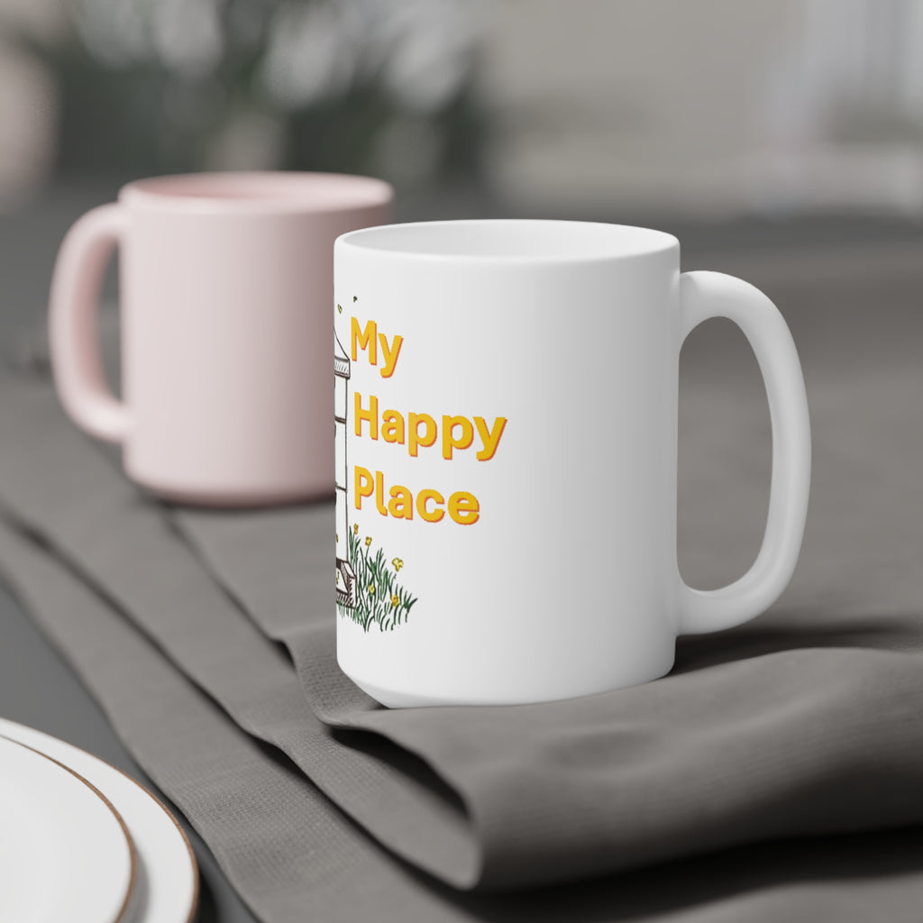 Beehive 'My Happy Place' Ceramic Mug — Beekeeper Gift