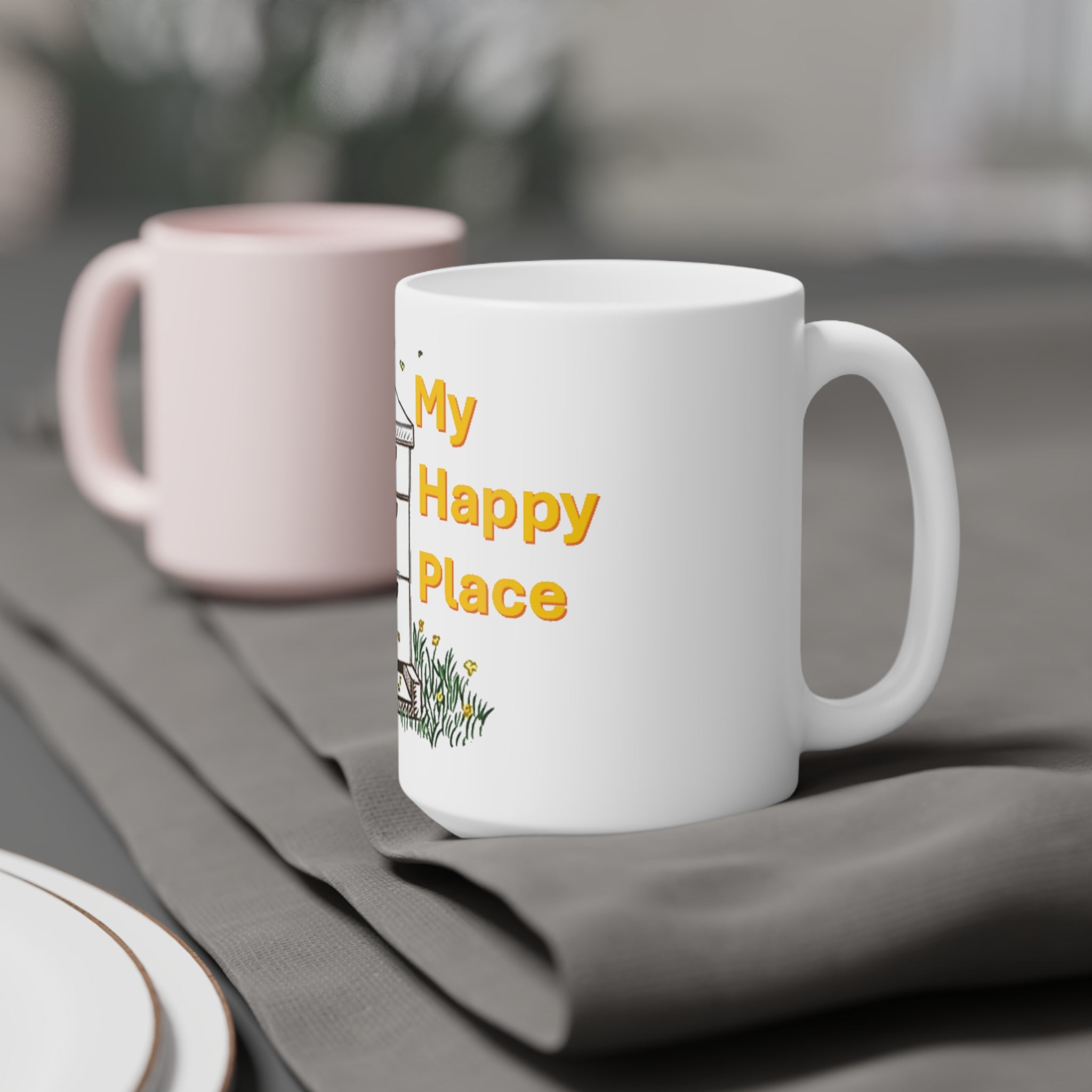 Beehive 'My Happy Place' Ceramic Mug — Beekeeper Gift