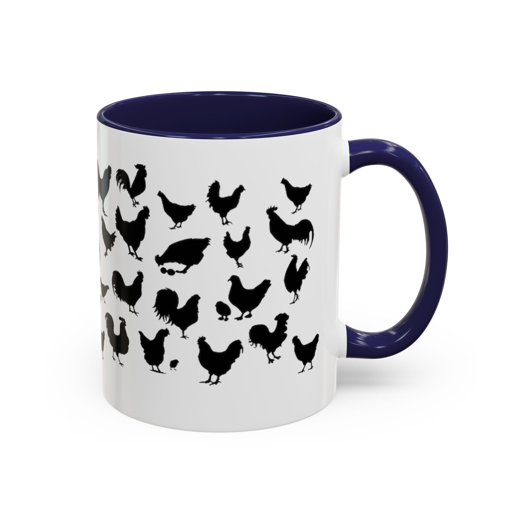 Chickens Silhouette Accent Coffee Mug – Black Hen Pattern (11/15 oz)