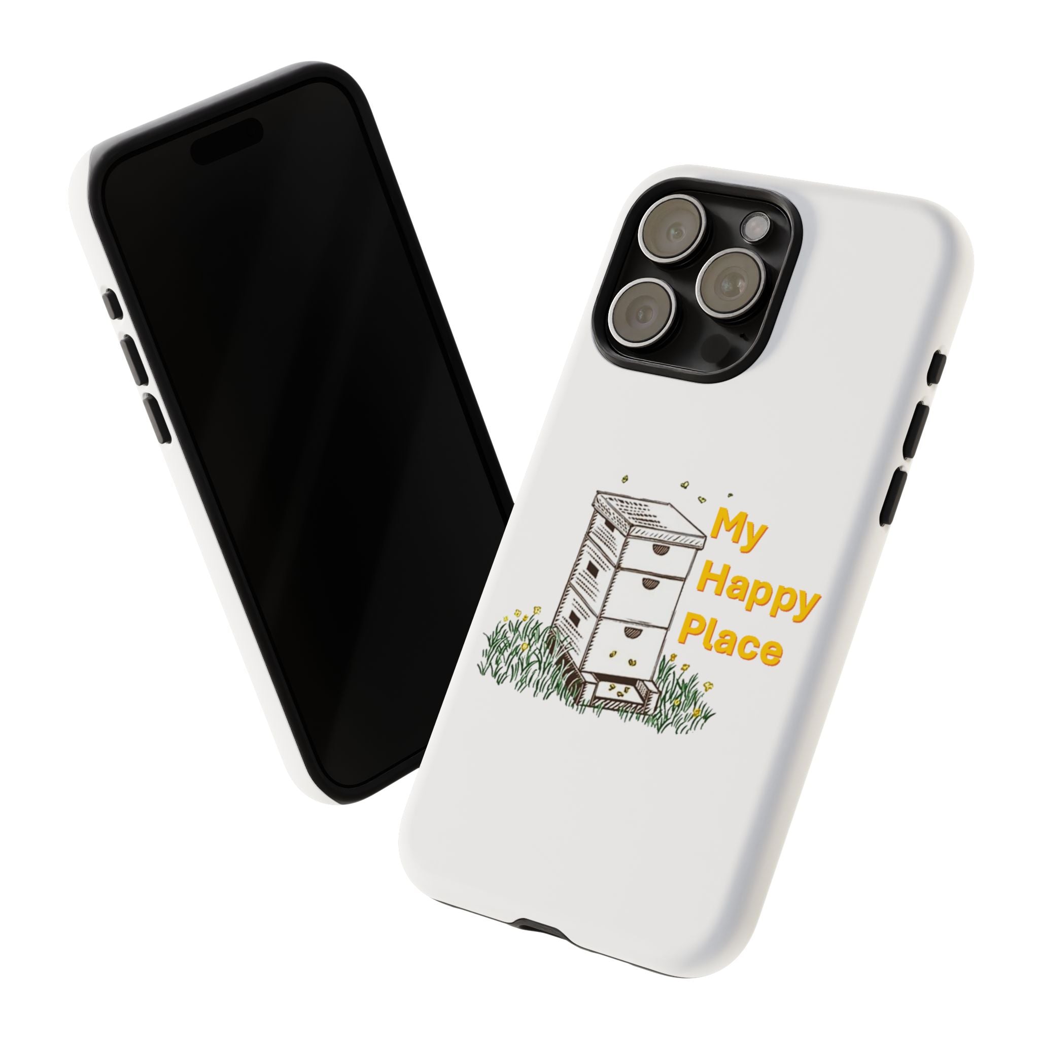 Phone Case — 'My Happy Place' Bee Hive Design Protective Cover