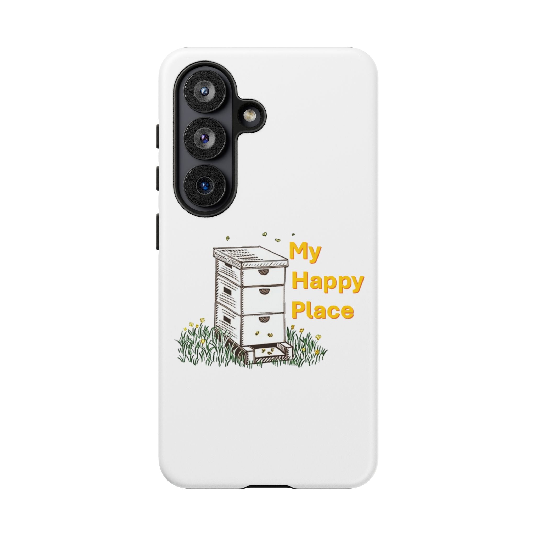 Phone Case — 'My Happy Place' Bee Hive Design Protective Cover