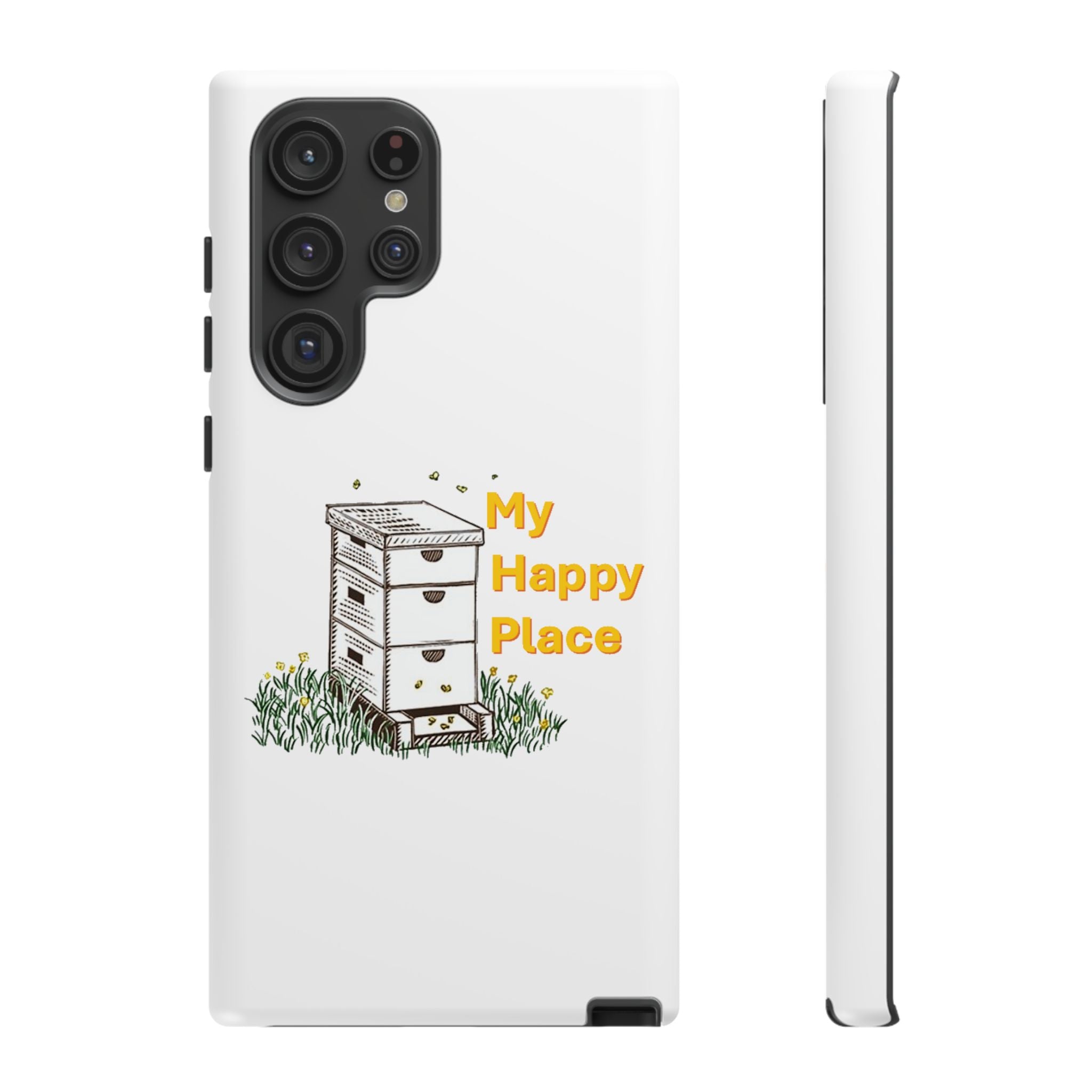 Phone Case — 'My Happy Place' Bee Hive Design Protective Cover