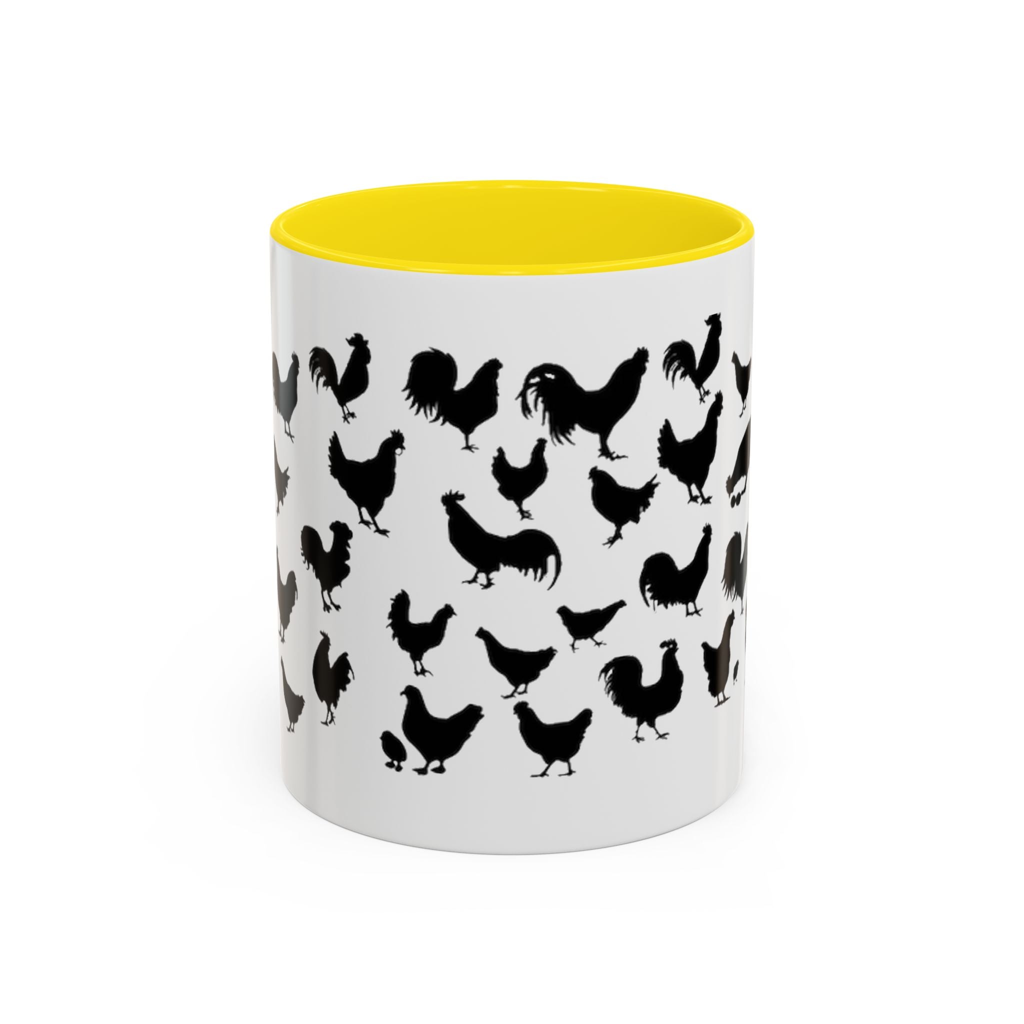 Chickens Silhouette Accent Coffee Mug – Black Hen Pattern (11/15 oz)
