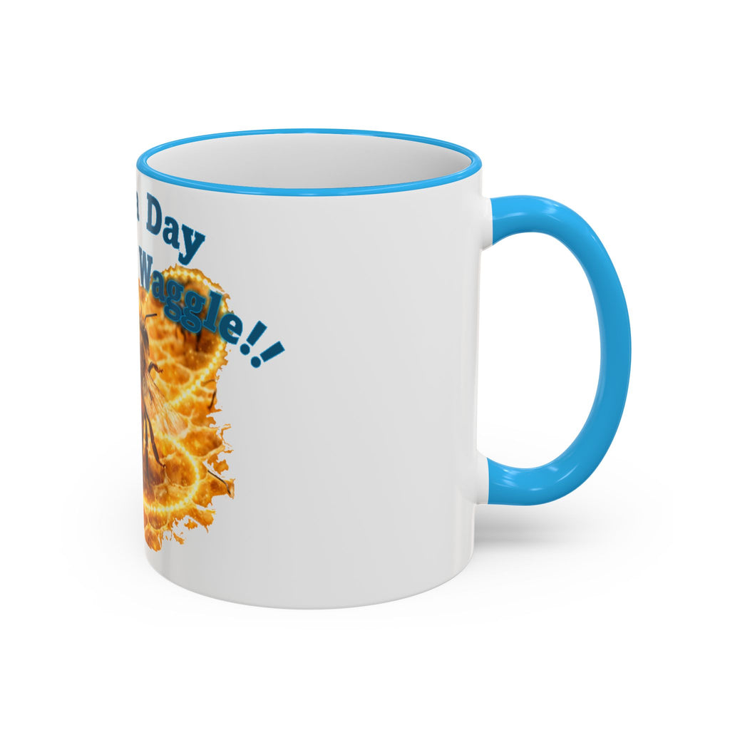 Have a Day Worth a Waggle! Bee Honey Mug — Accent Rim & Handle Coffee Cup