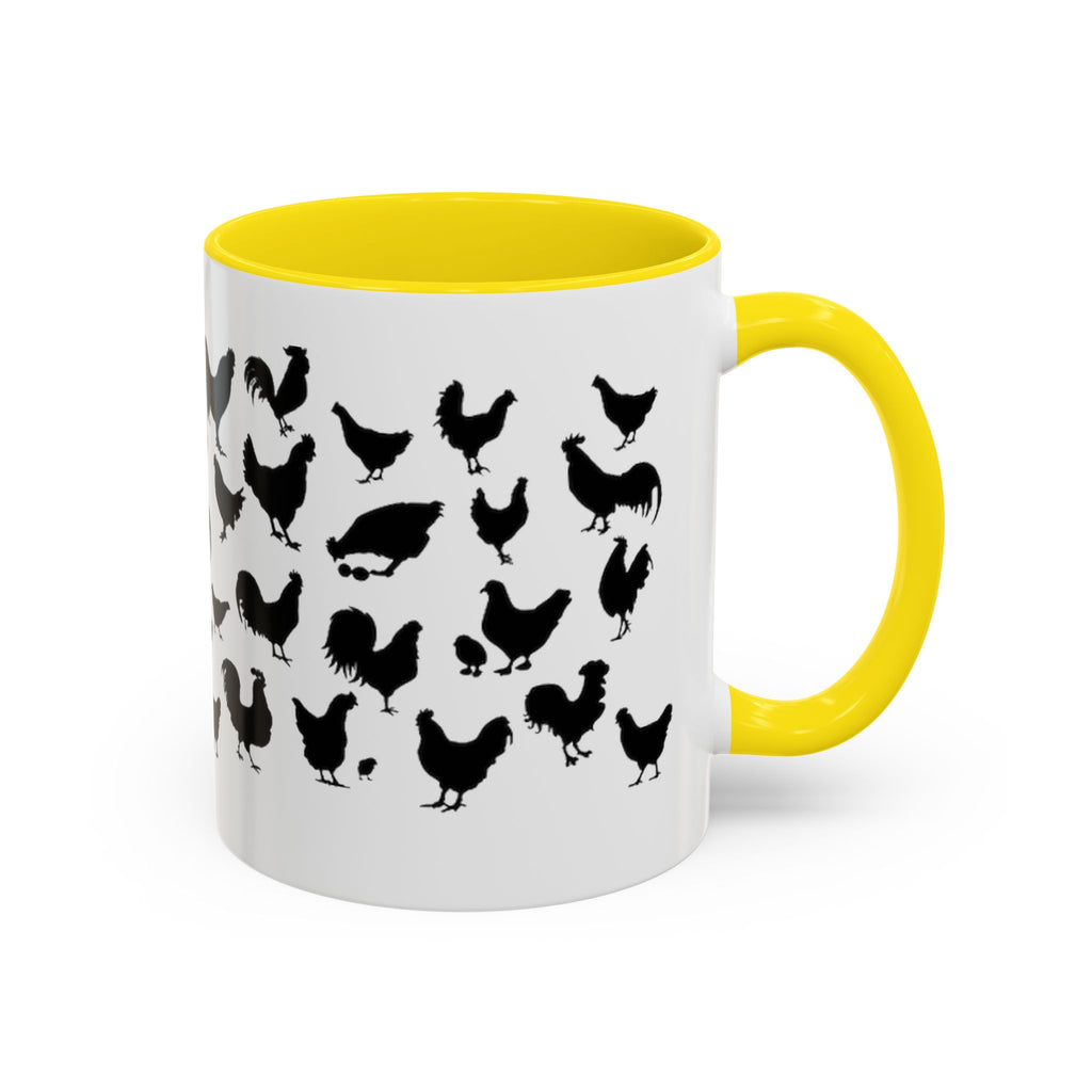 Chickens Silhouette Accent Coffee Mug – Black Hen Pattern (11/15 oz)