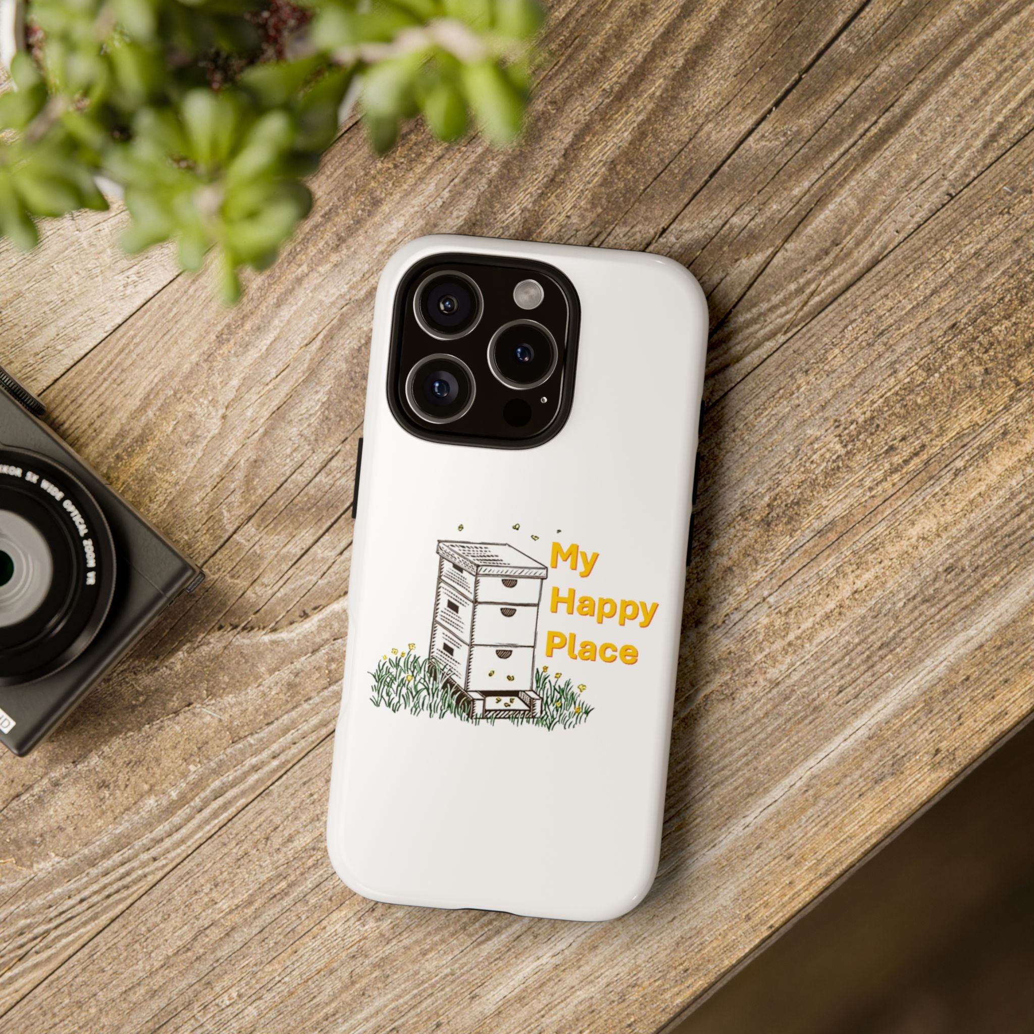 Phone Case — 'My Happy Place' Bee Hive Design Protective Cover
