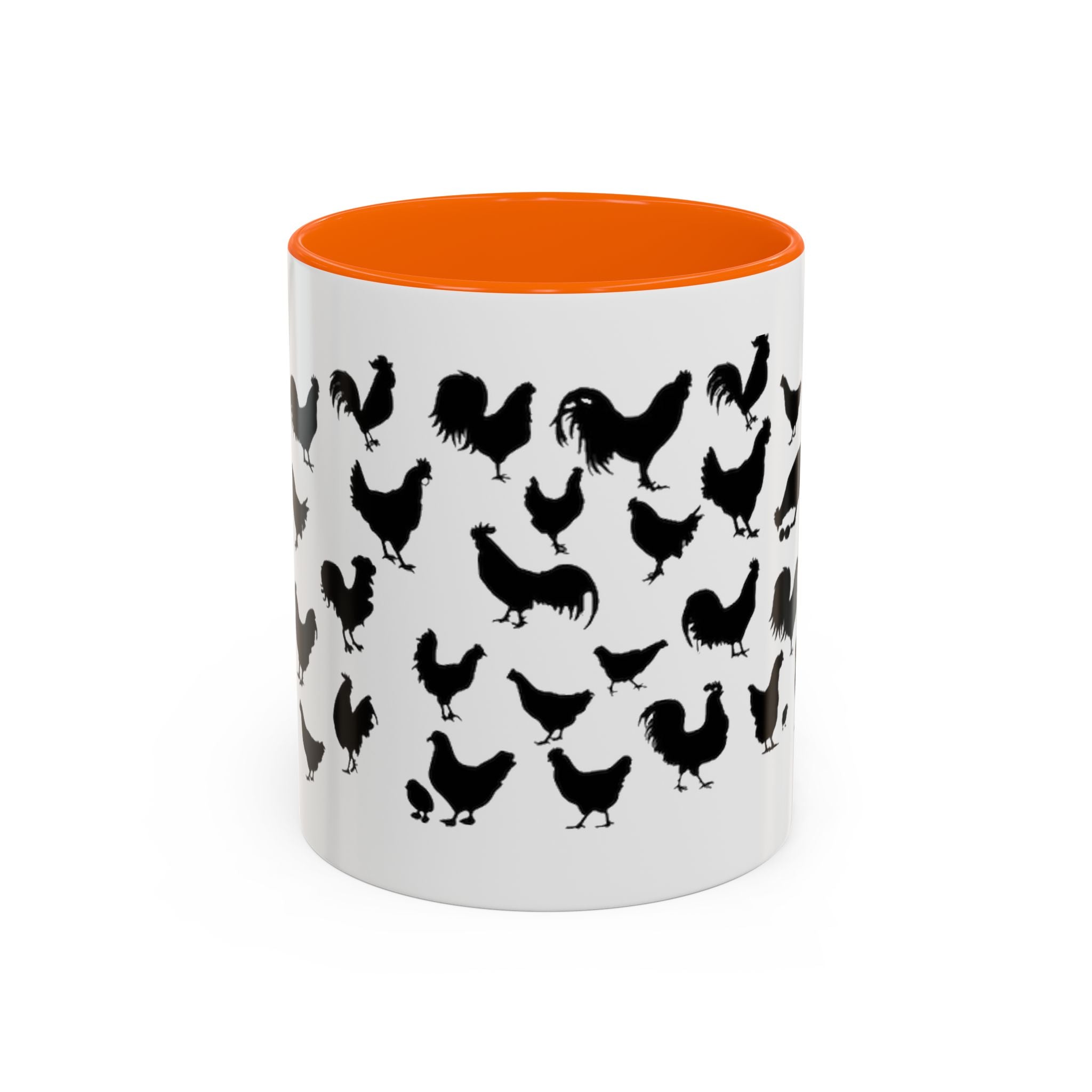 Chickens Silhouette Accent Coffee Mug – Black Hen Pattern (11/15 oz)